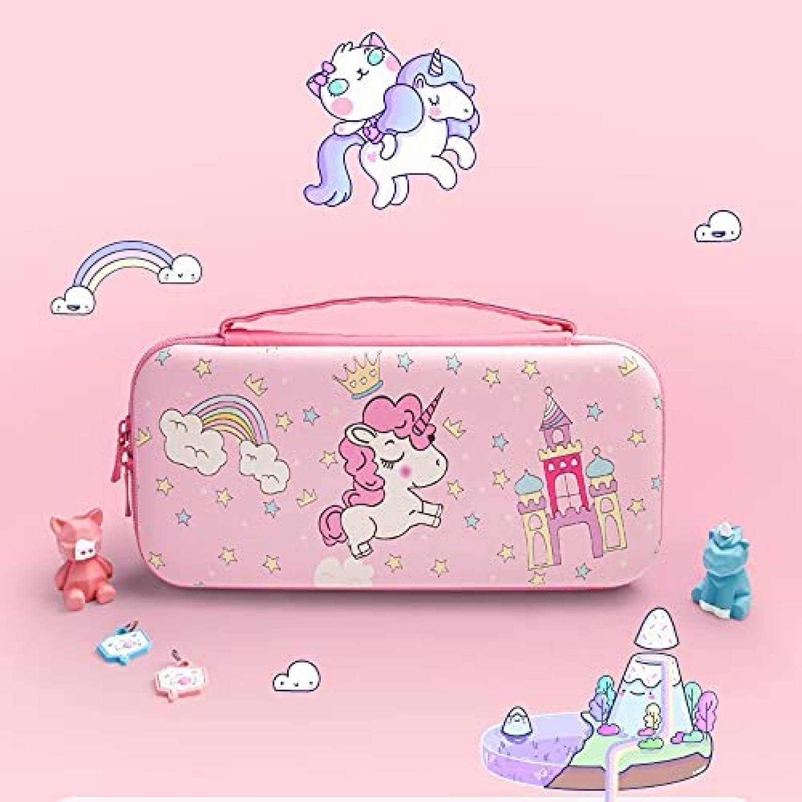 Estuche FANPL Unicornio Rigido Para Nintendo Switch -Rosa