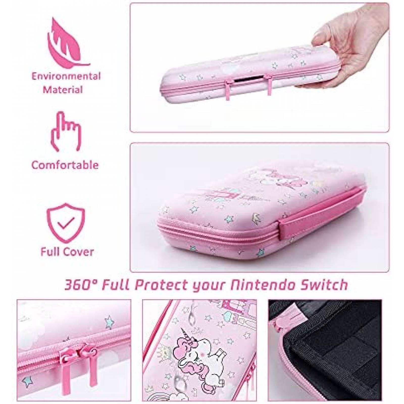 Estuche FANPL Unicornio Rigido Para Nintendo Switch -Rosa