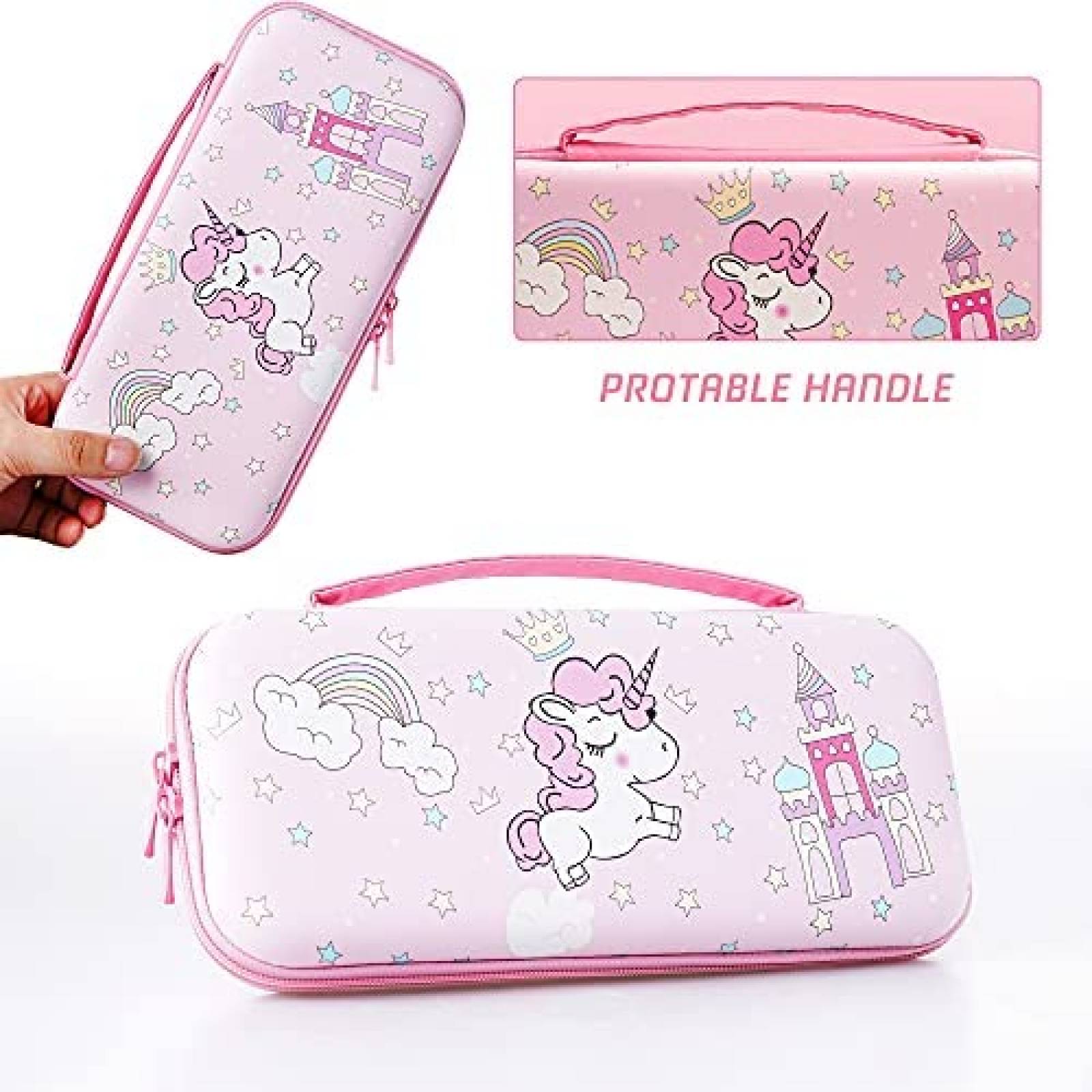 Estuche FANPL Unicornio Rigido Para Nintendo Switch -Rosa