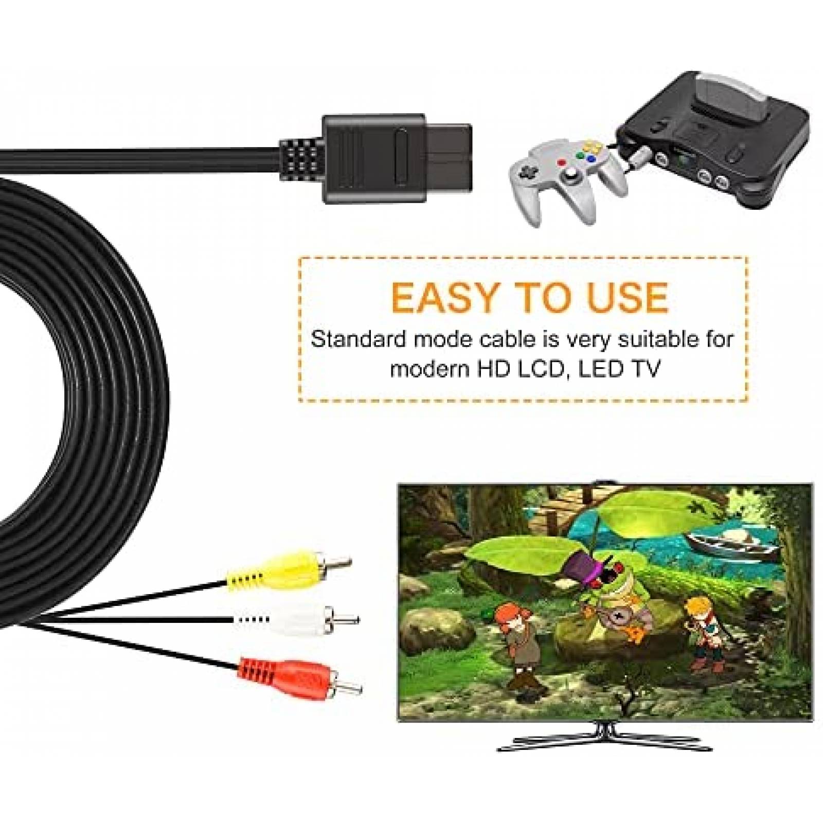 Cable Alimentador Xahpower Compatible con Nintendo 64 -Negro