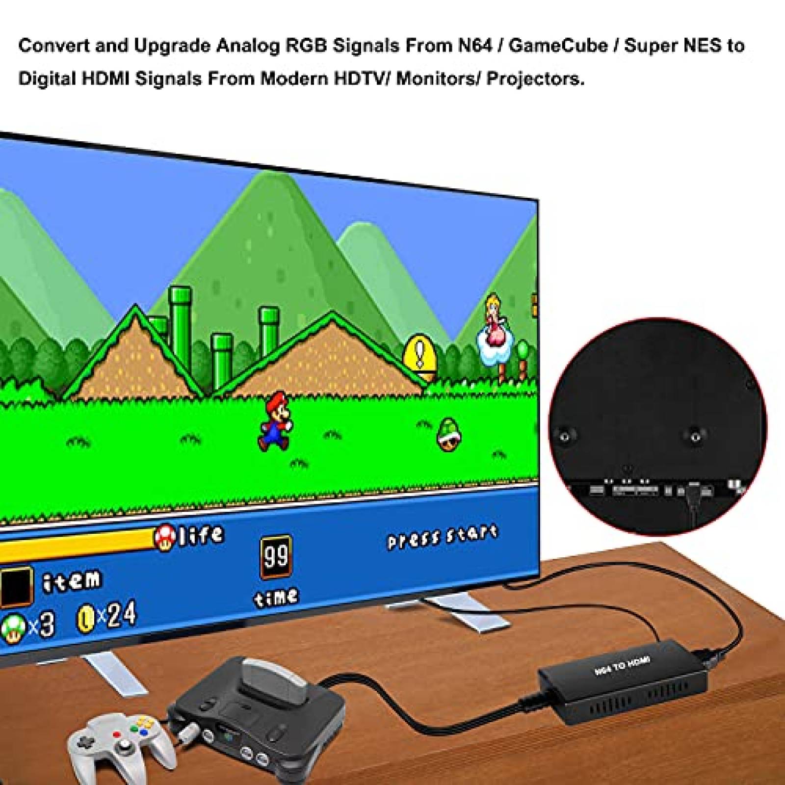 Cable Consola XIANREN Nintendo 64 Convertidor Compatible