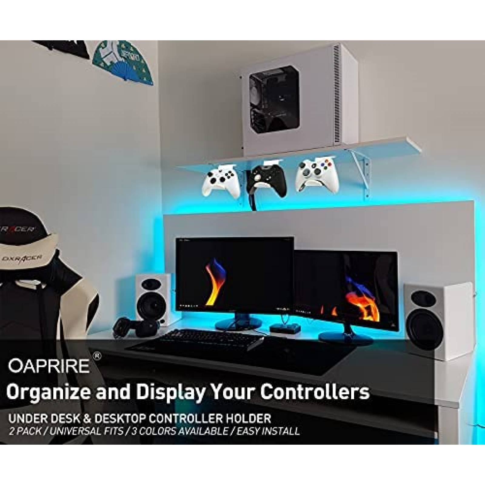 Soporte de Mesa OAPRIRE para Control Gamer 2 Pzs -Blanco