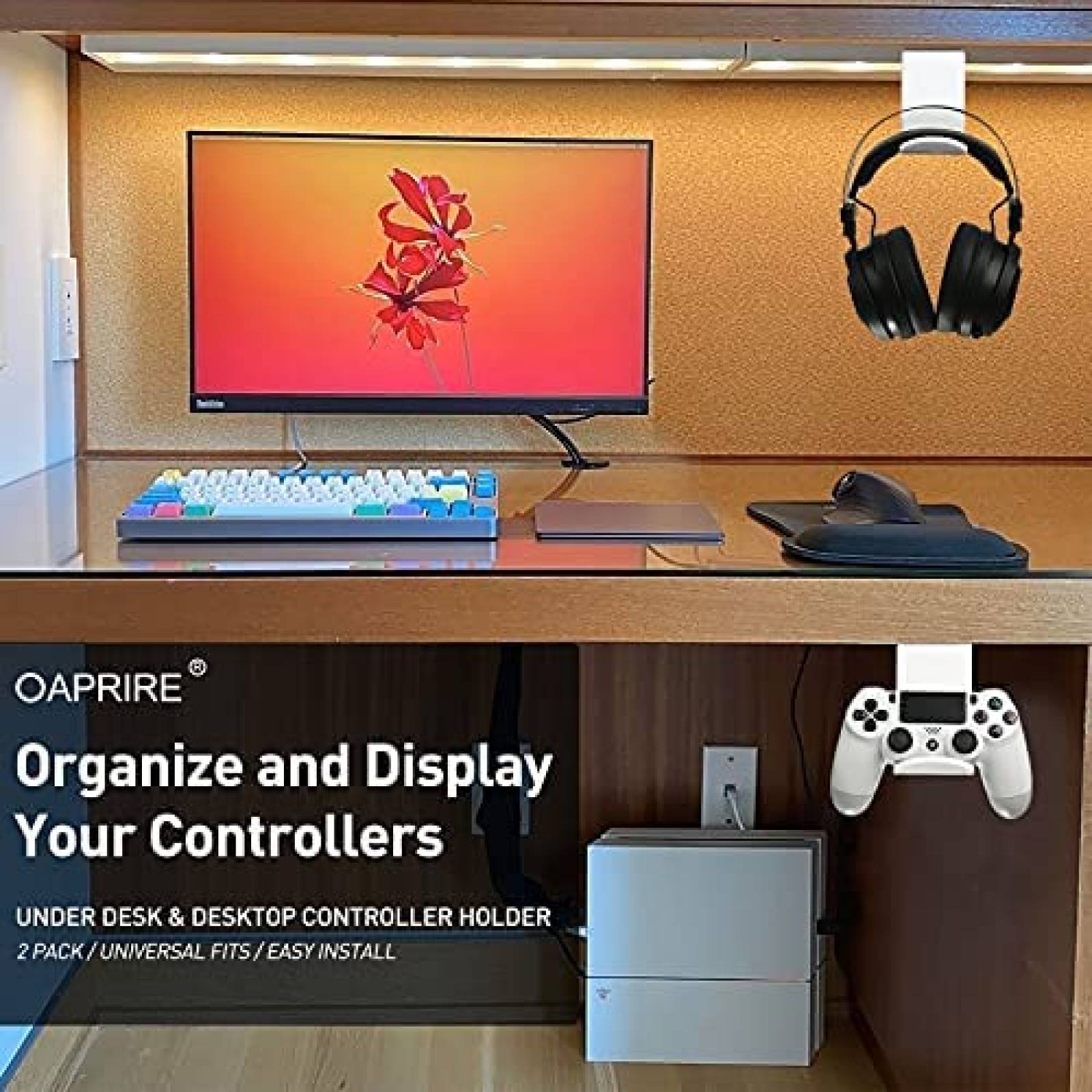 Soporte de Mesa OAPRIRE para Control Gamer 2 Pzs -Blanco