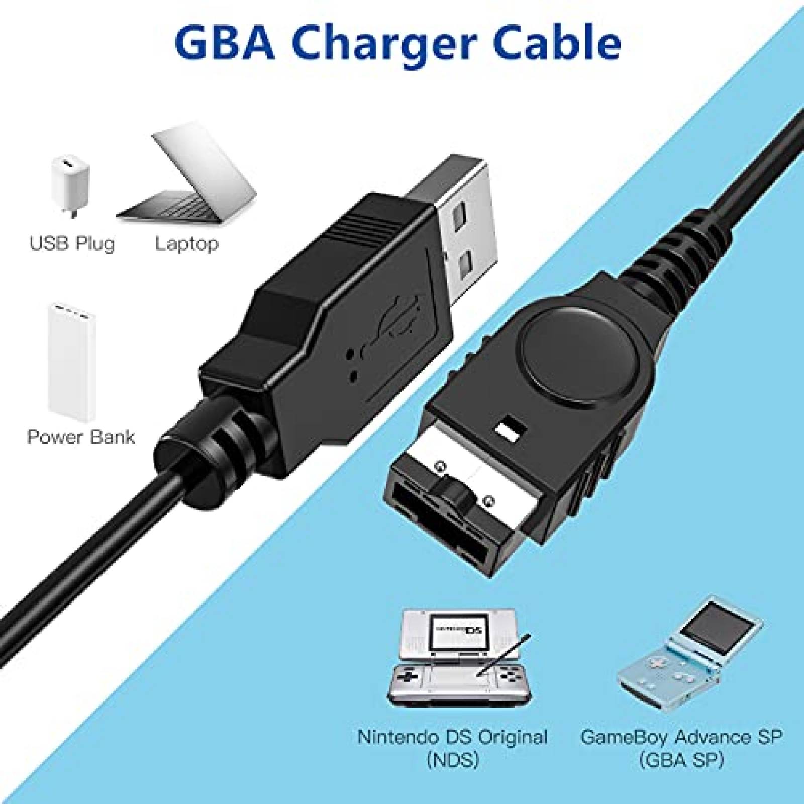 Pack cargador Gameboy Advance SP Ullnosoo x2 -Negro