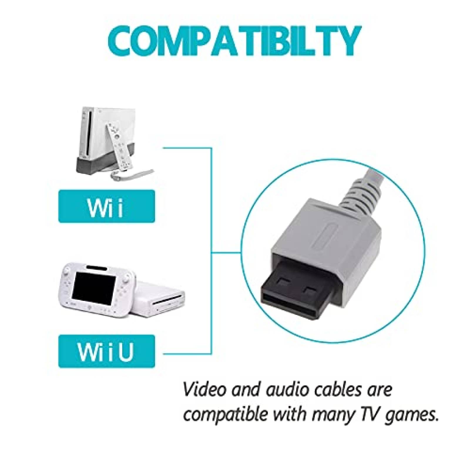 Cable Jedihra 5.9FT Componentes AV Para Nintendo Wii/Wii U