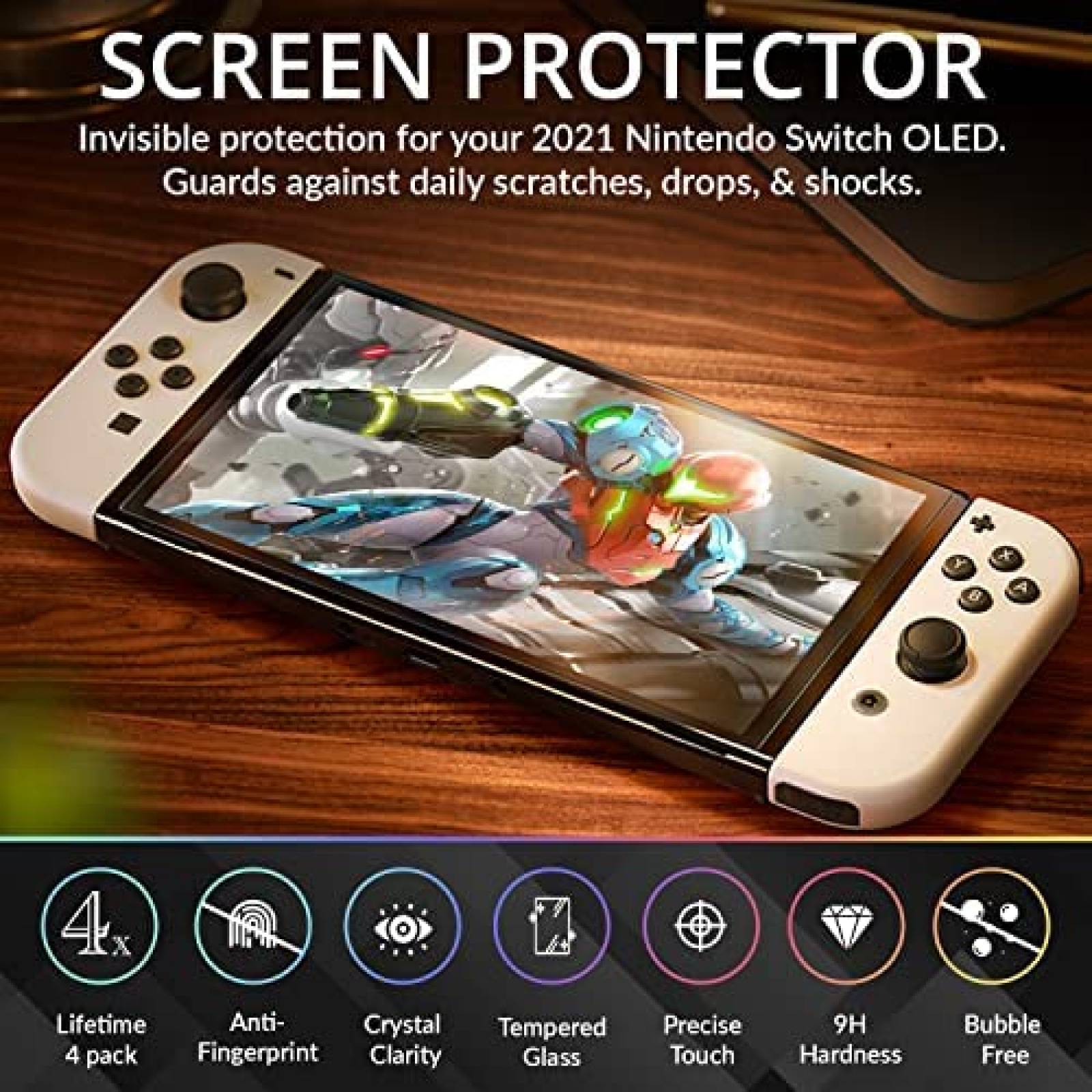 Protector de Pantalla Orzly para Nintendo Switch 4 Pzs