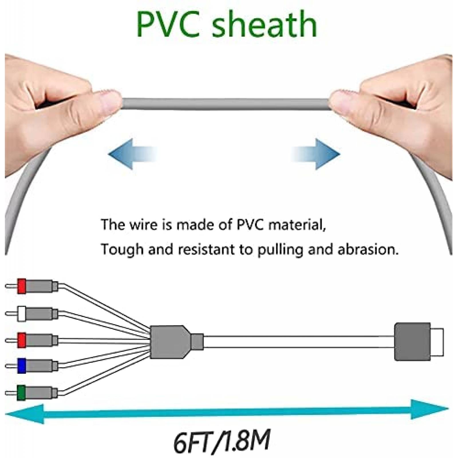 Cable de Video TIZOPO de 5 Entradas RCA para NWii -Gris