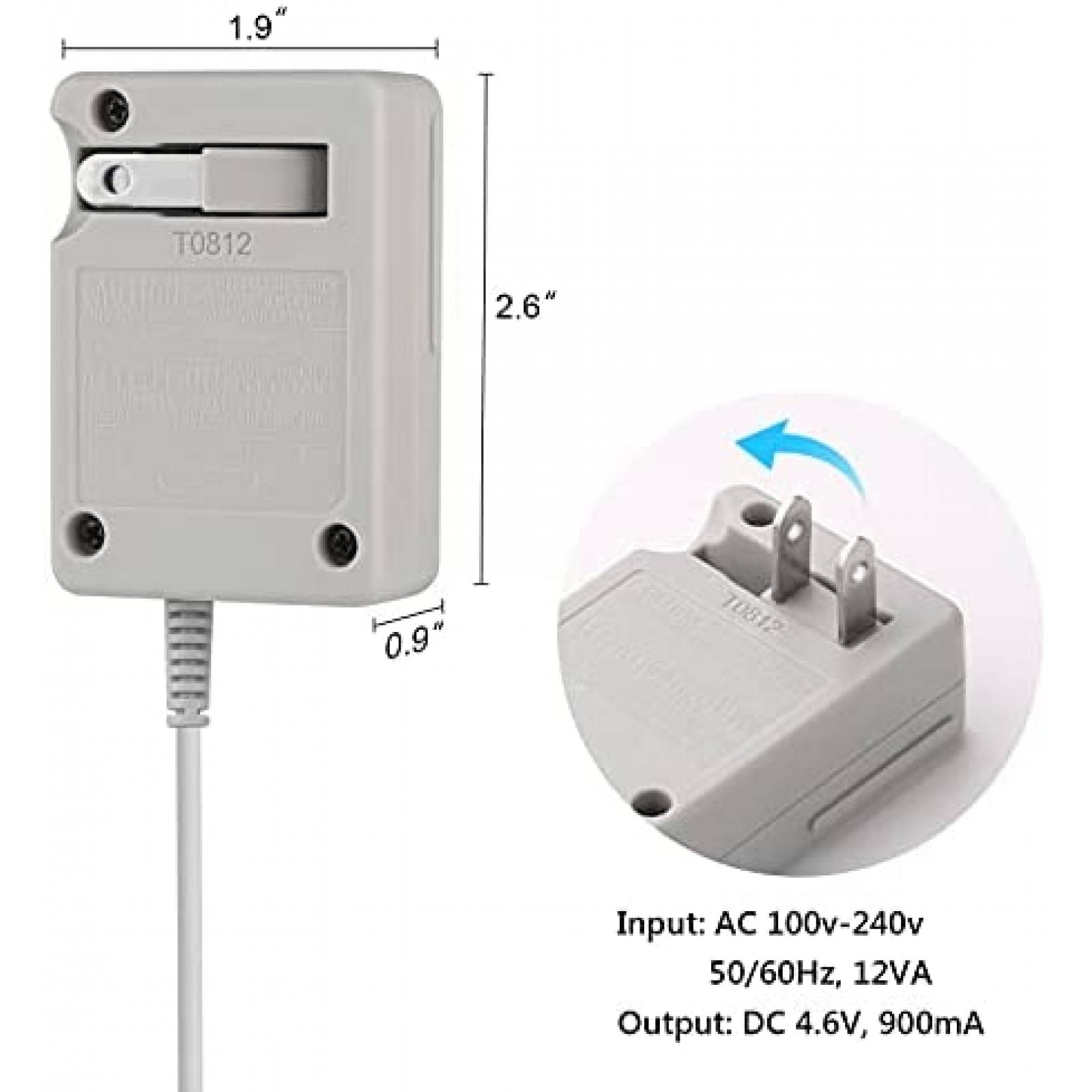 Cargador AC Universal Trenro para Nintendo 3DS -Gris