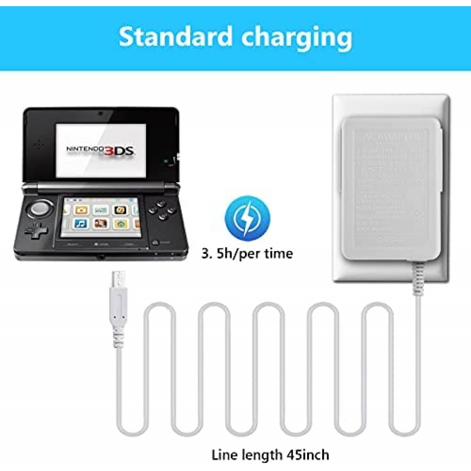 Cargador AC Universal Trenro para Nintendo 3DS -Gris