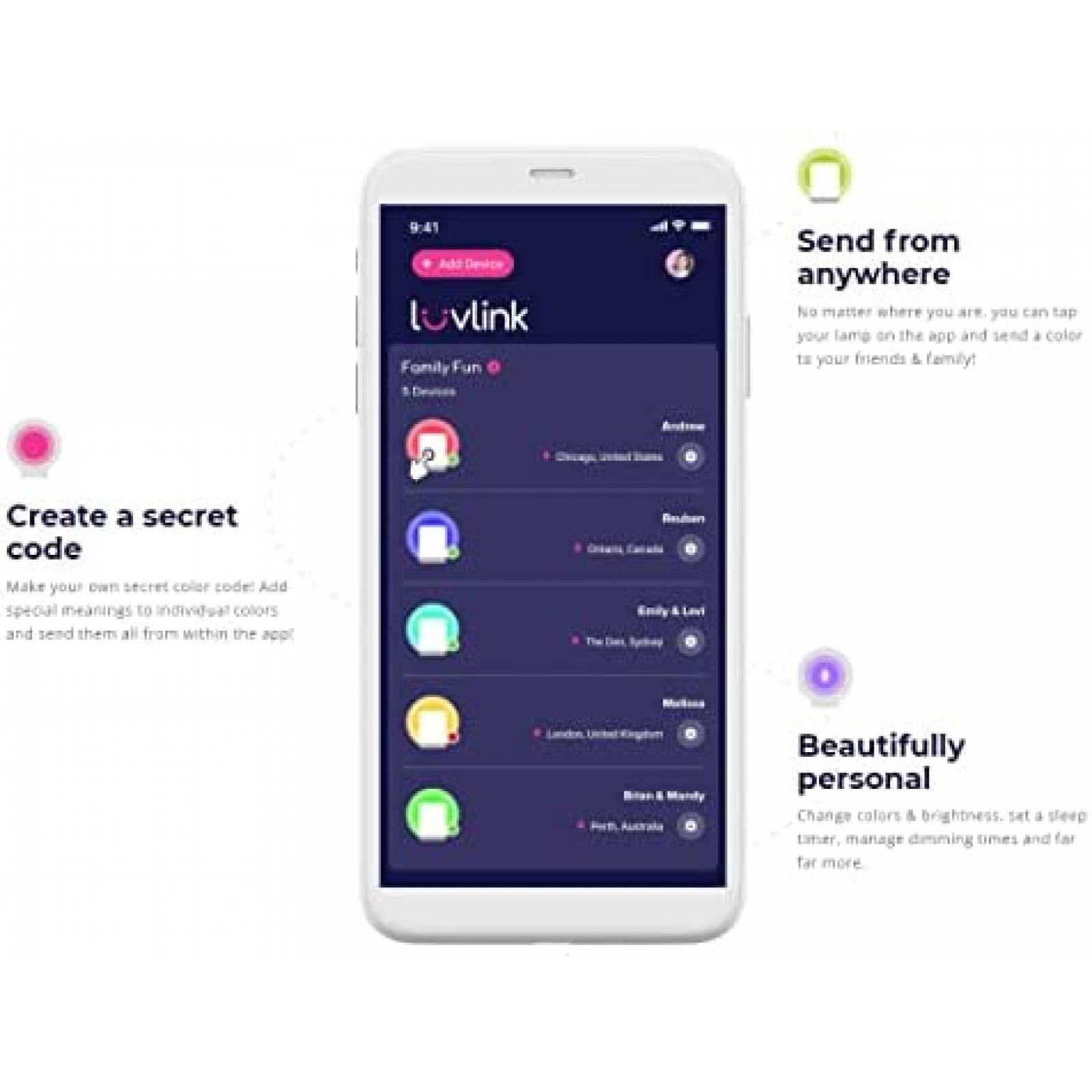 Lampara de Amistad a Distancia LuvLink RGB 2 pzs -Cafe