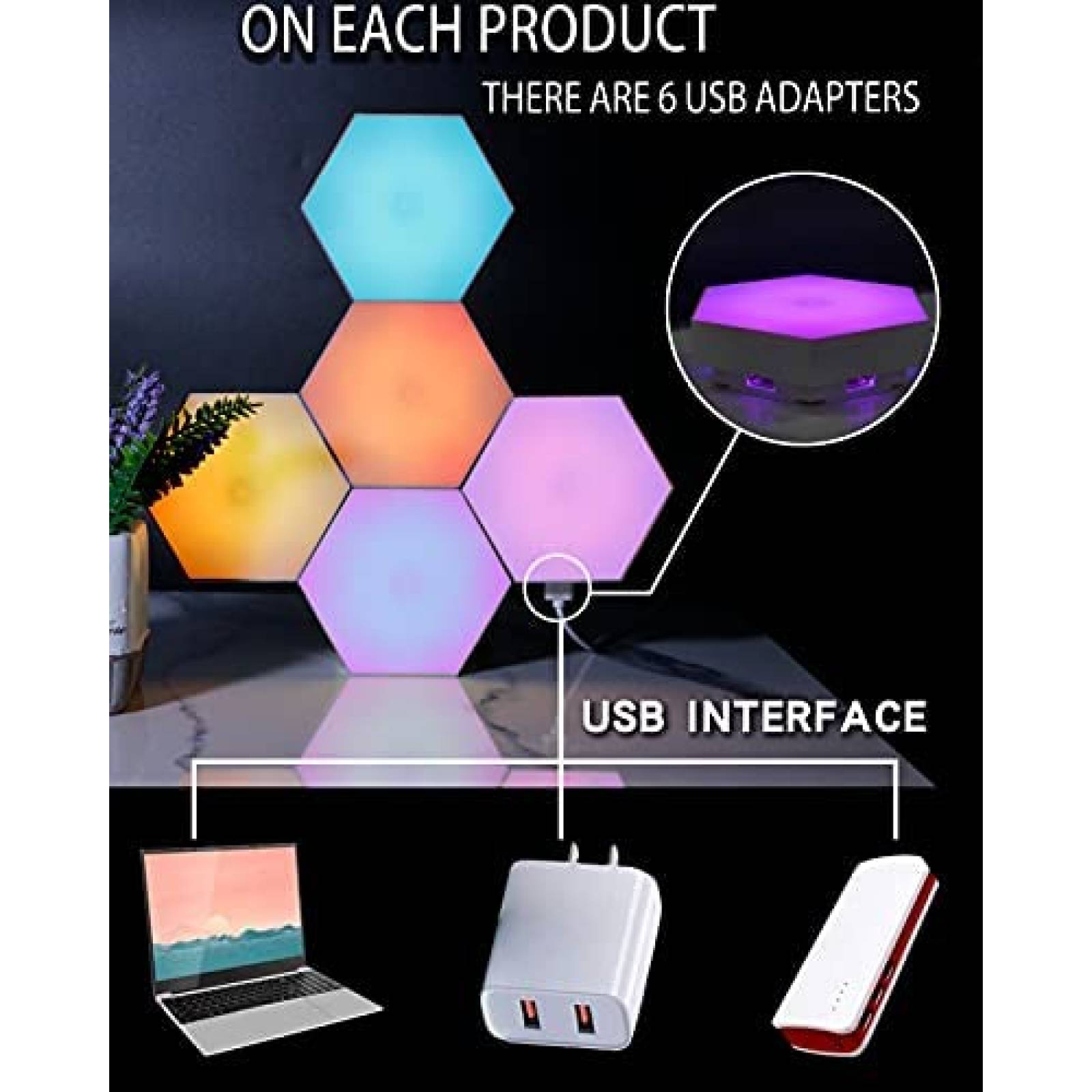 Panel de Luz Arcwares Inteligente hexagonal LED USB Azul
