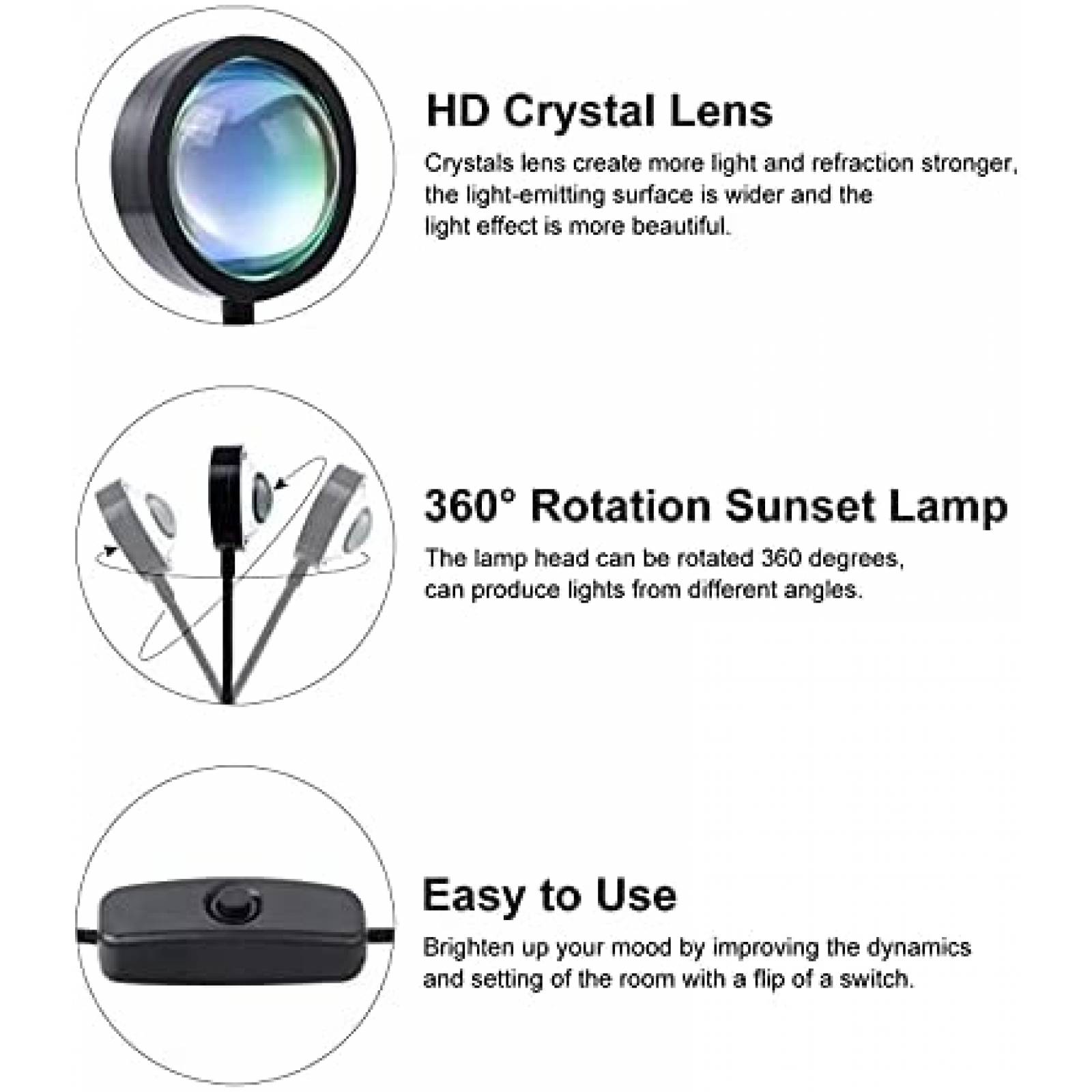 Lampara Proyector Vmifin de 360 con Luz LED -Negro