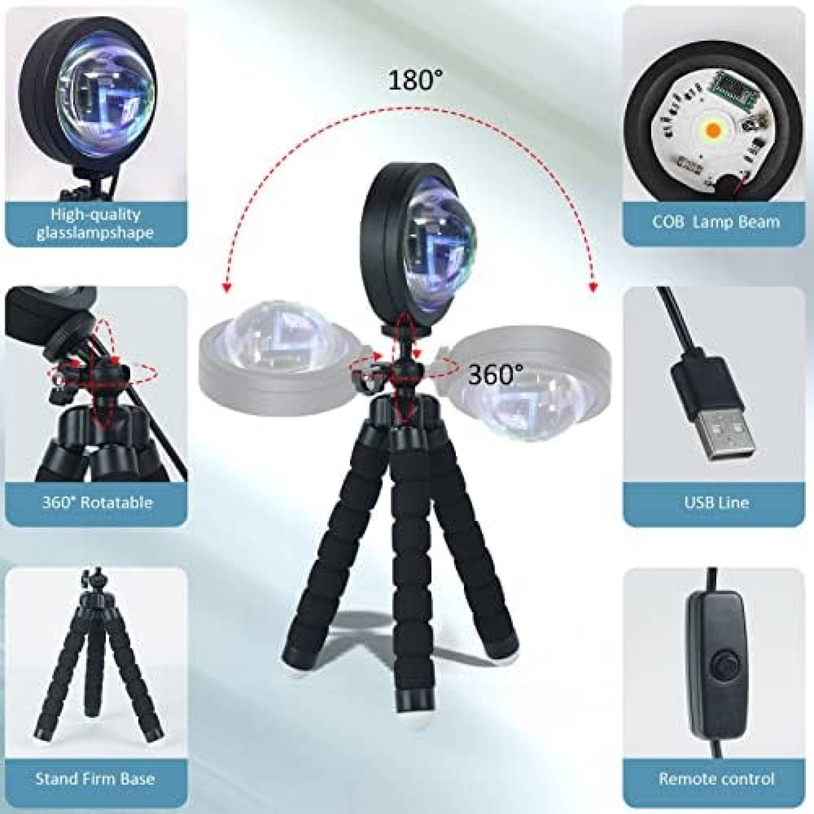 Lampara Proyector Balkwan de 16 Colores RGB USB -Negro