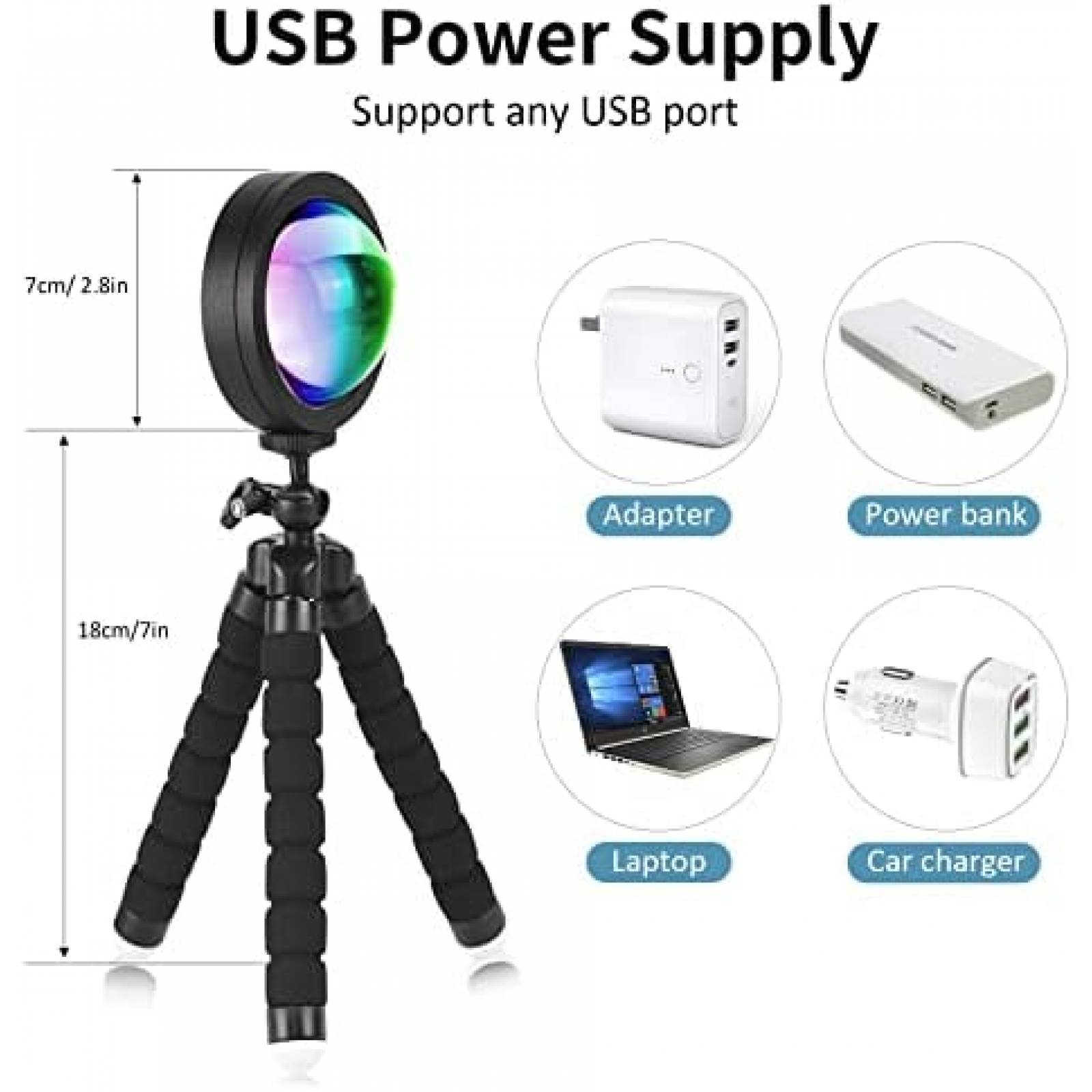 Lampara Proyector Balkwan de 16 Colores RGB USB -Negro