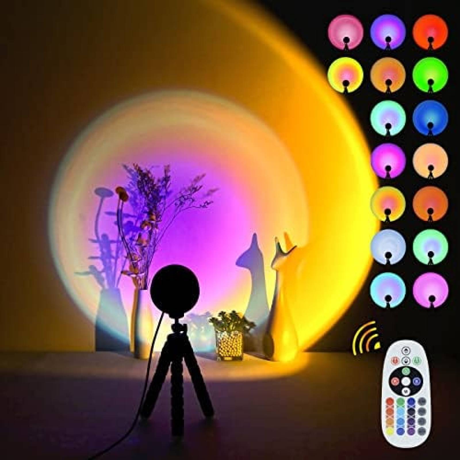 Lampara Proyector Balkwan de 16 Colores RGB USB -Negro