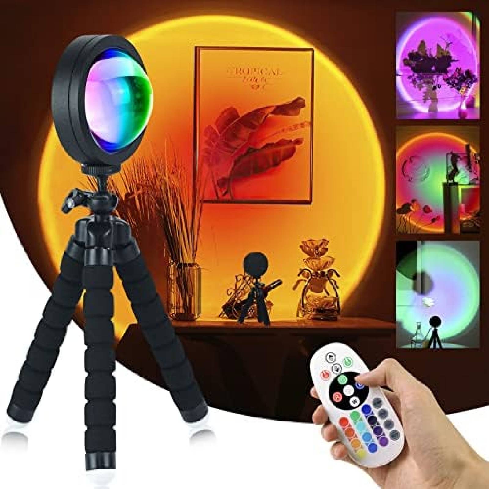 Lampara Proyector Balkwan de 16 Colores RGB USB -Negro