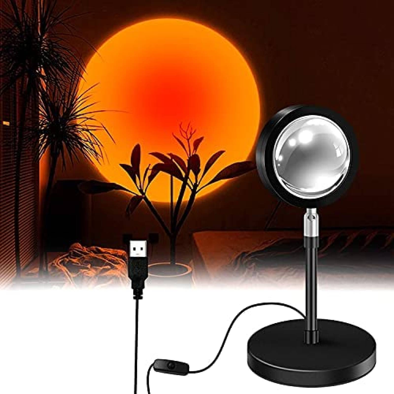 Lampara Proyector TEESNON Art Deco Atardecer Rojo -Negro