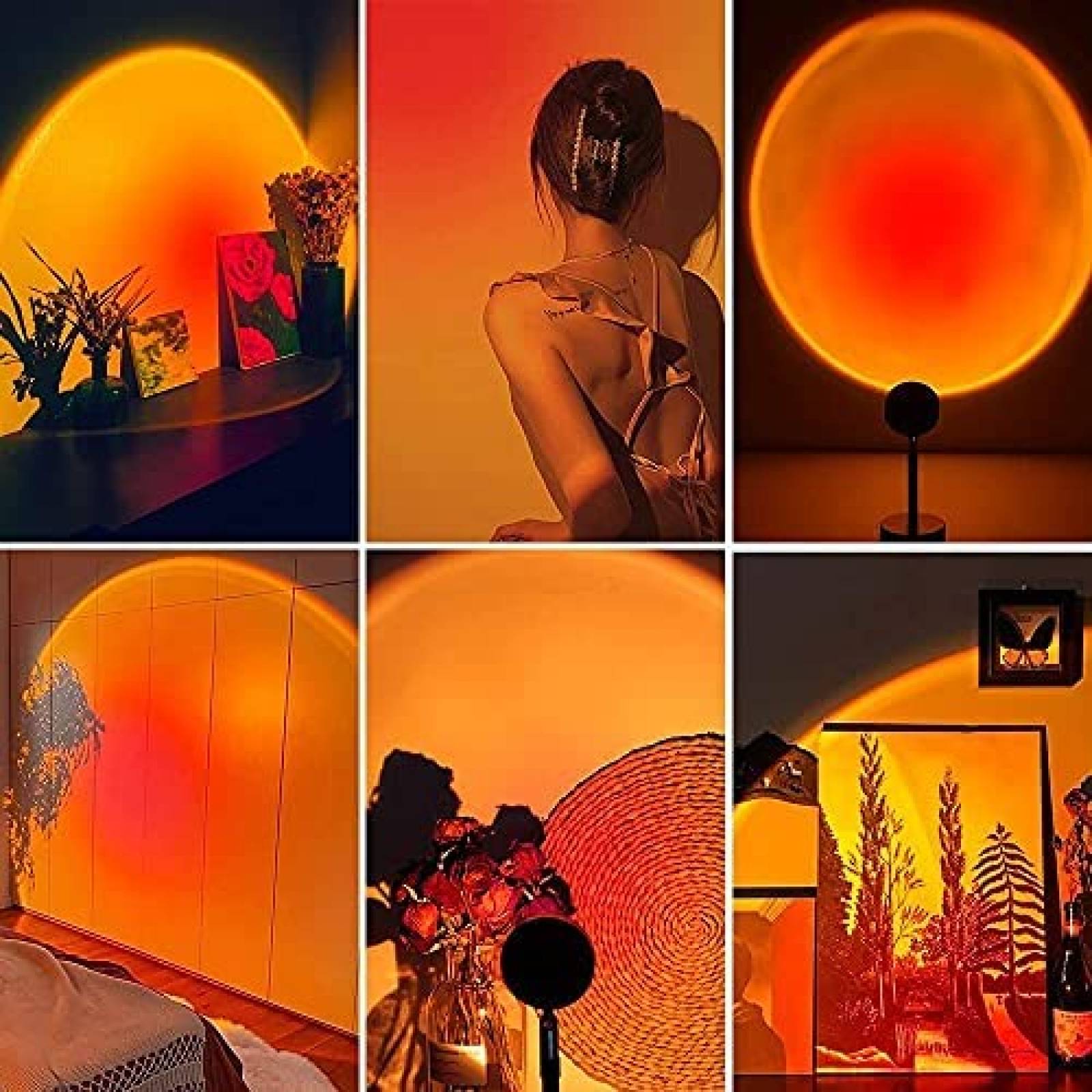 Lampara Proyector TEESNON Art Deco Atardecer Rojo -Negro