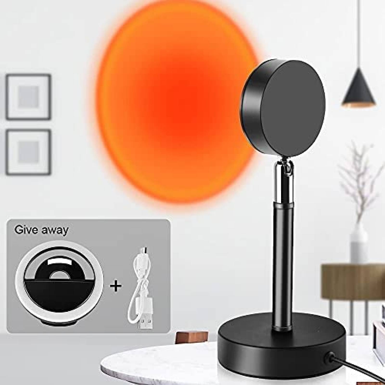 Lampara Proyector TEESNON Art Deco Atardecer Rojo -Negro