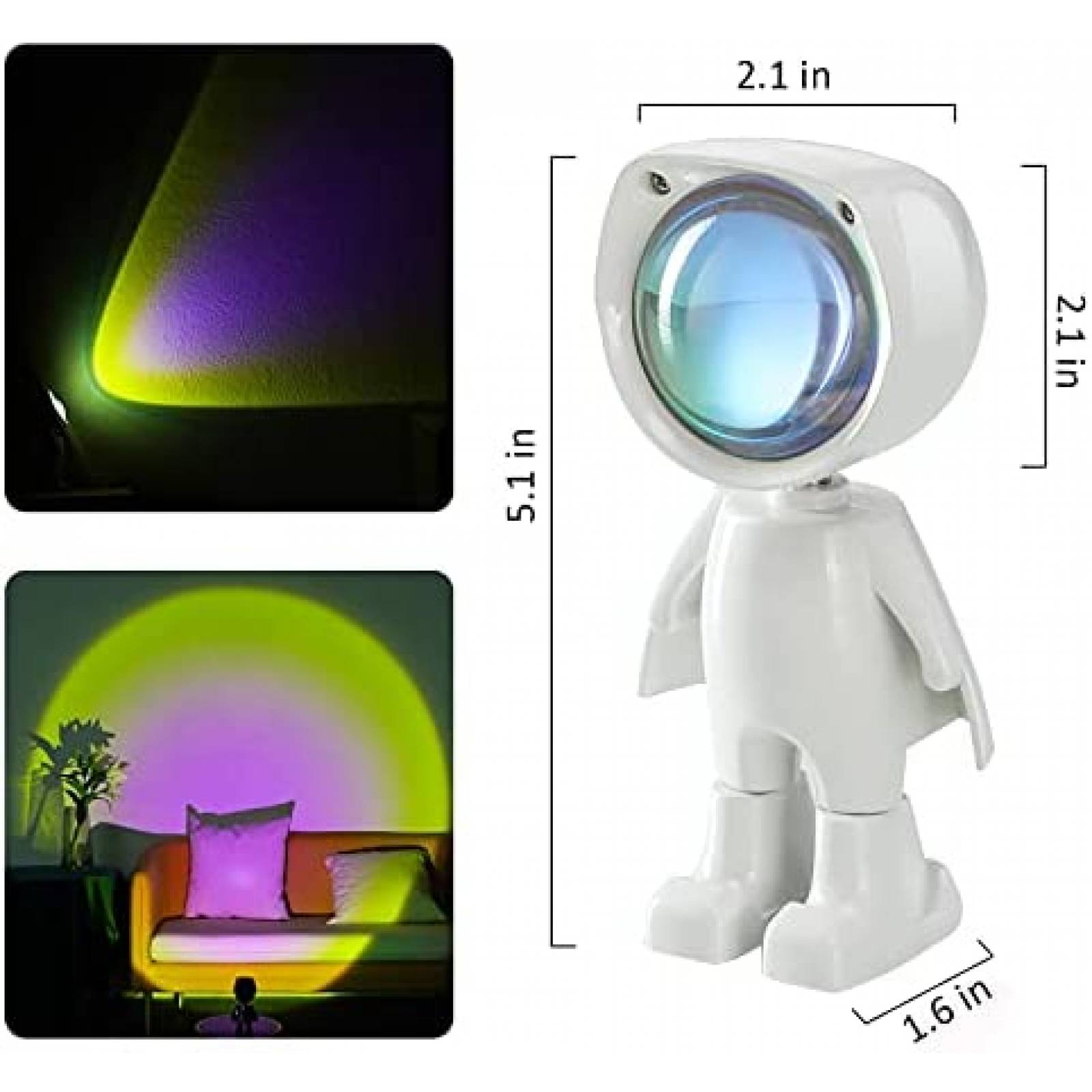 Lampara Proyector ALPOWL LED de Astronauta USB 360 -Blanco