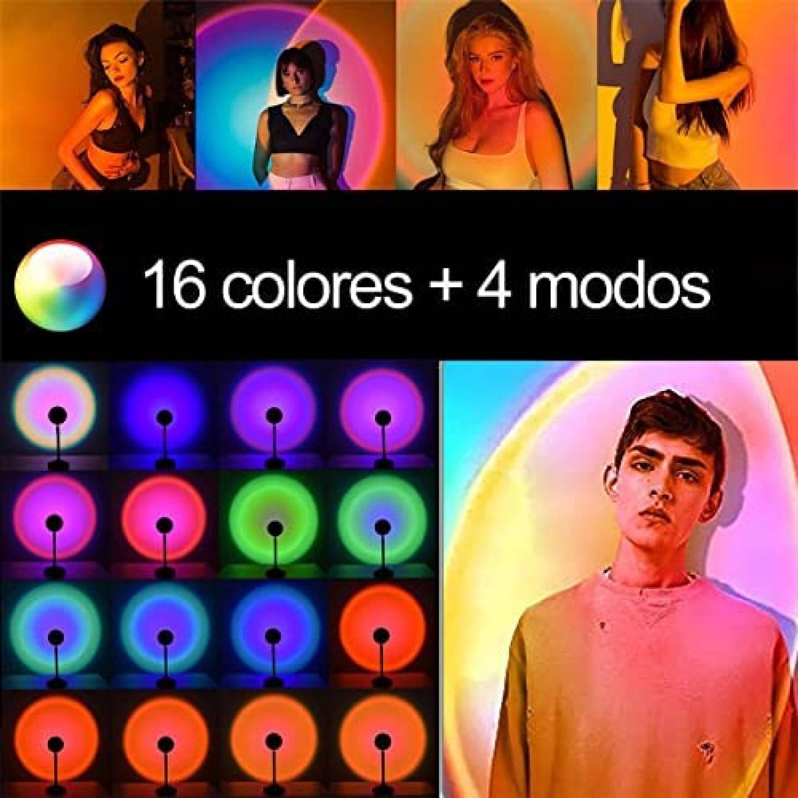 Lampara Proyector YYJ HOME LED de 10W 180 USB -Negro