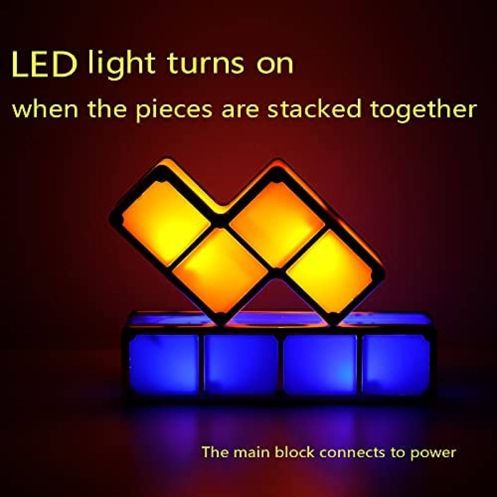 Lampara LED 3D VEEKI Estilo Tetris de 7 Colores USB -Negro