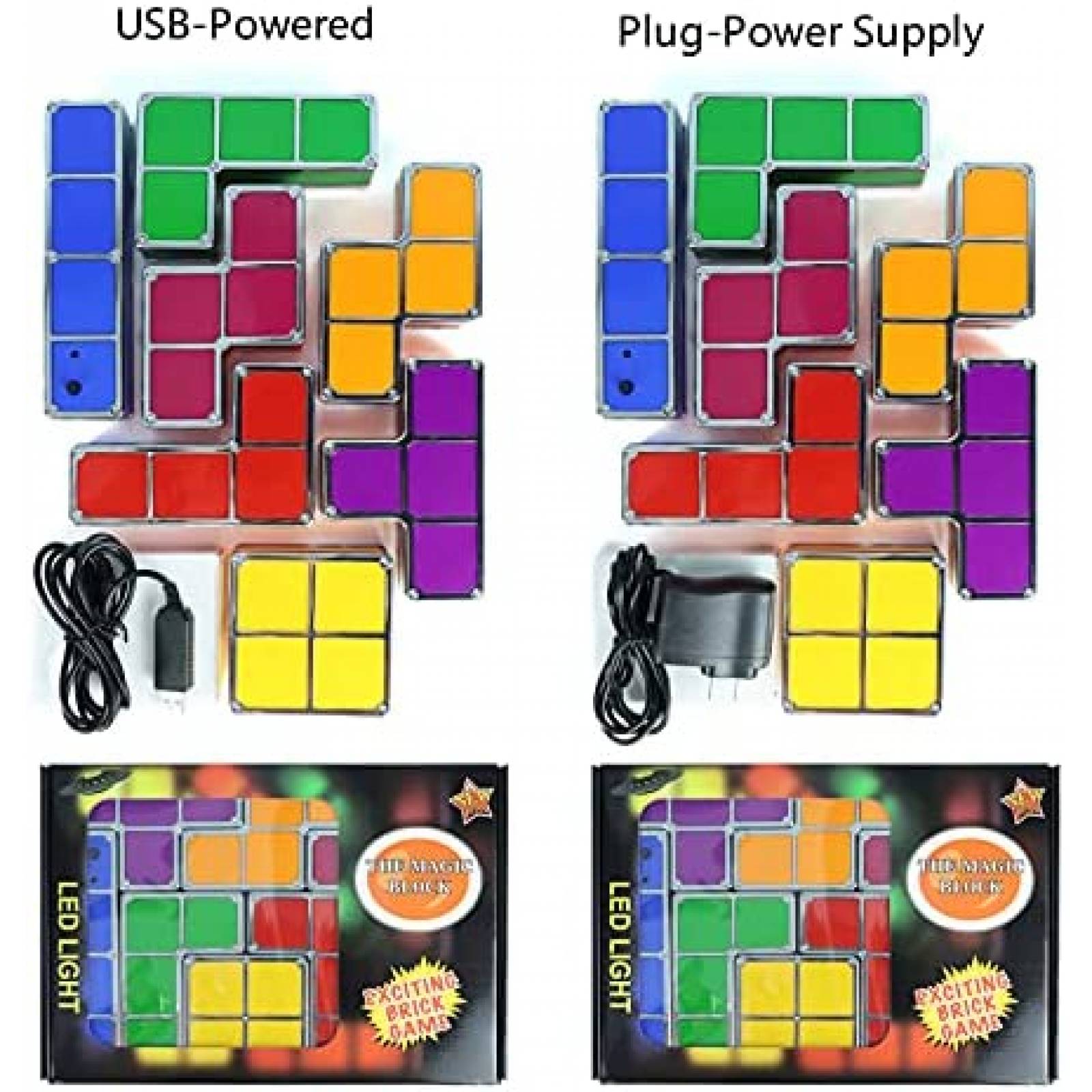 Lampara LED 3D VEEKI Estilo Tetris de 7 Colores USB -Negro