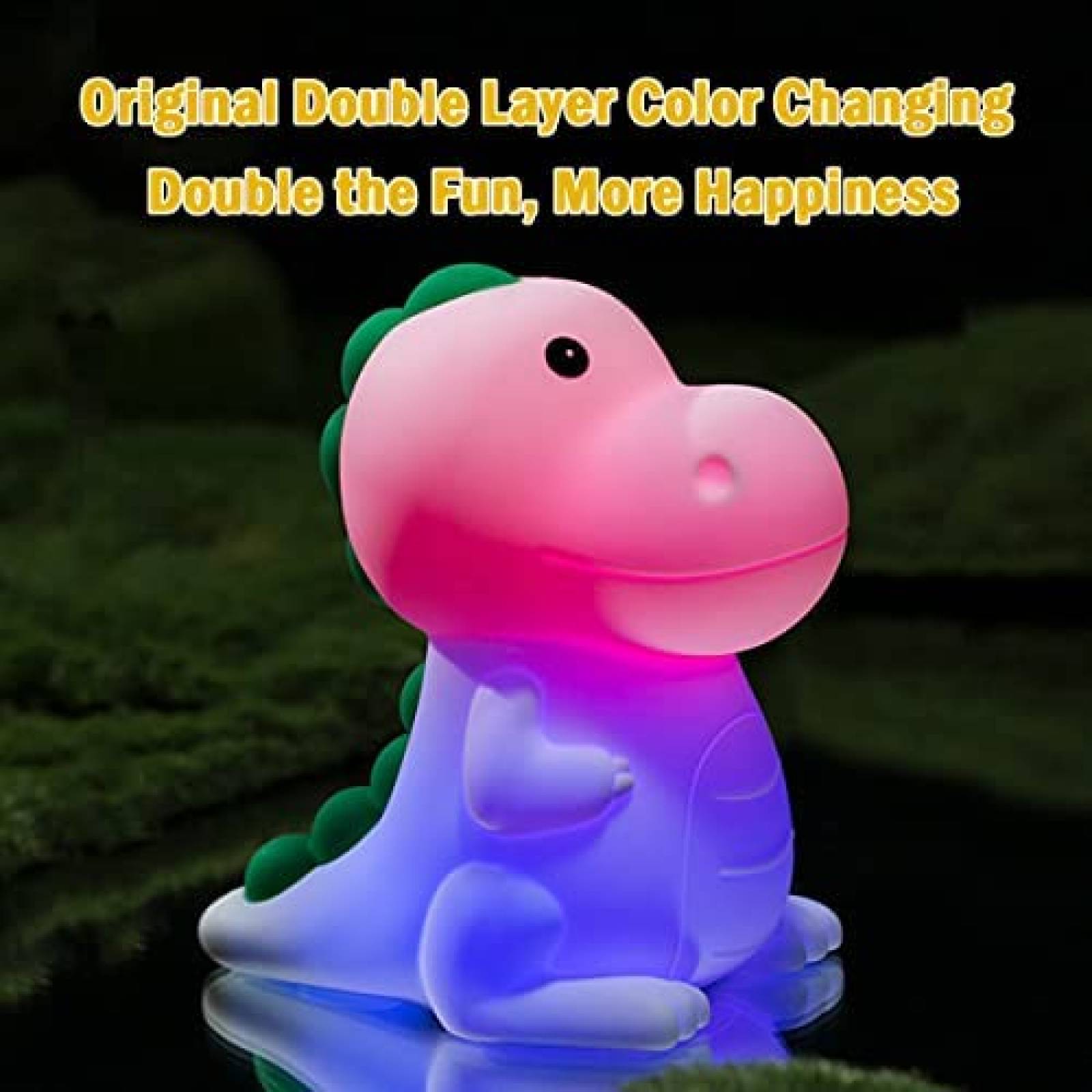 Lampara de Noche LEDHOLYT de Dinosaurio Silicon RGB -Blanco