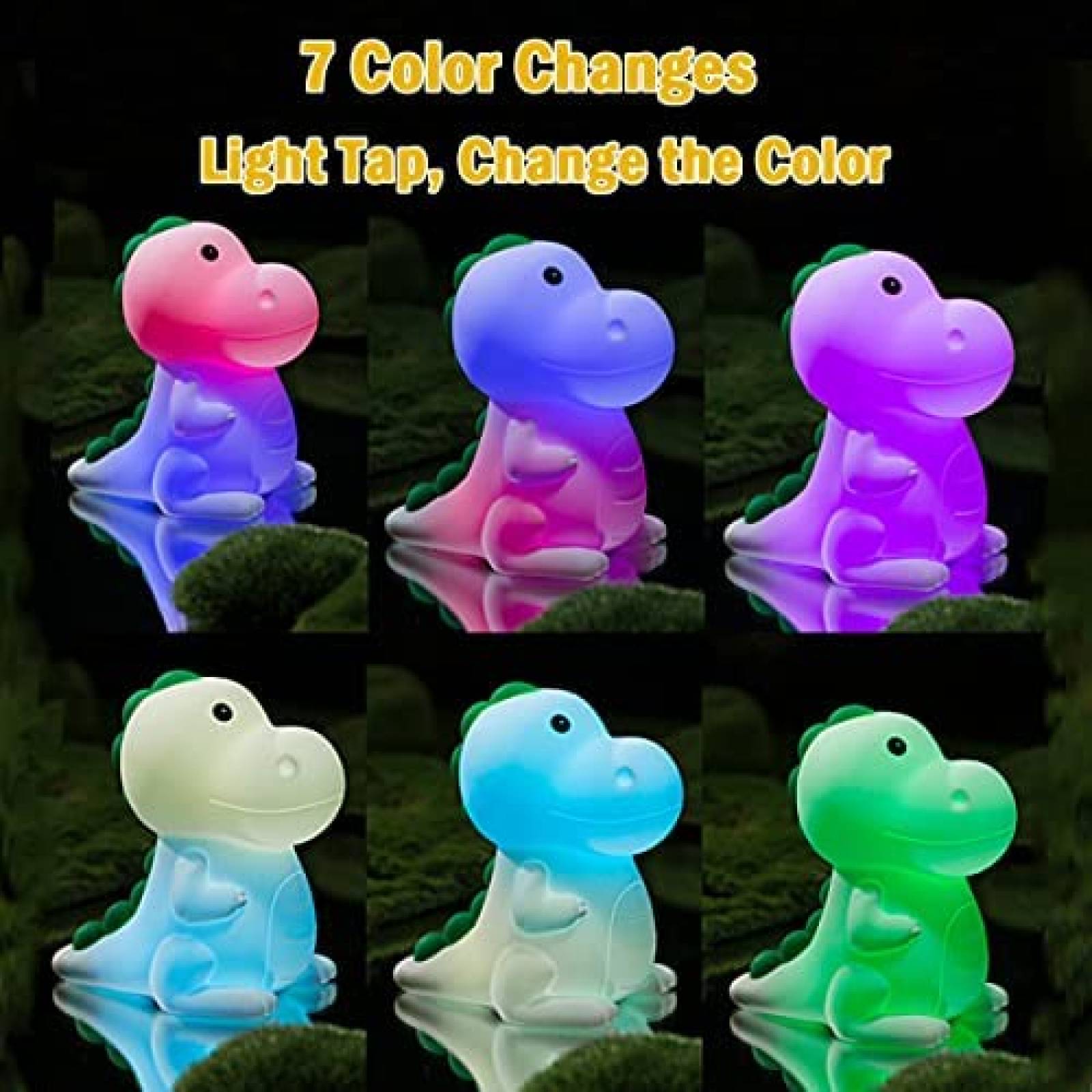 Lampara de Noche LEDHOLYT de Dinosaurio Silicon RGB -Blanco