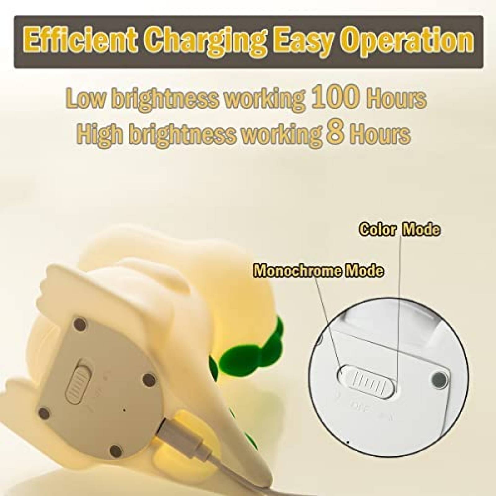 Lampara de Noche LEDHOLYT de Dinosaurio Silicon RGB -Blanco