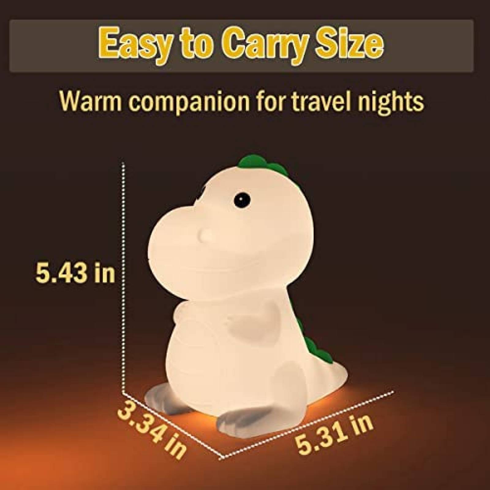 Lampara de Noche LEDHOLYT de Dinosaurio Silicon RGB -Blanco