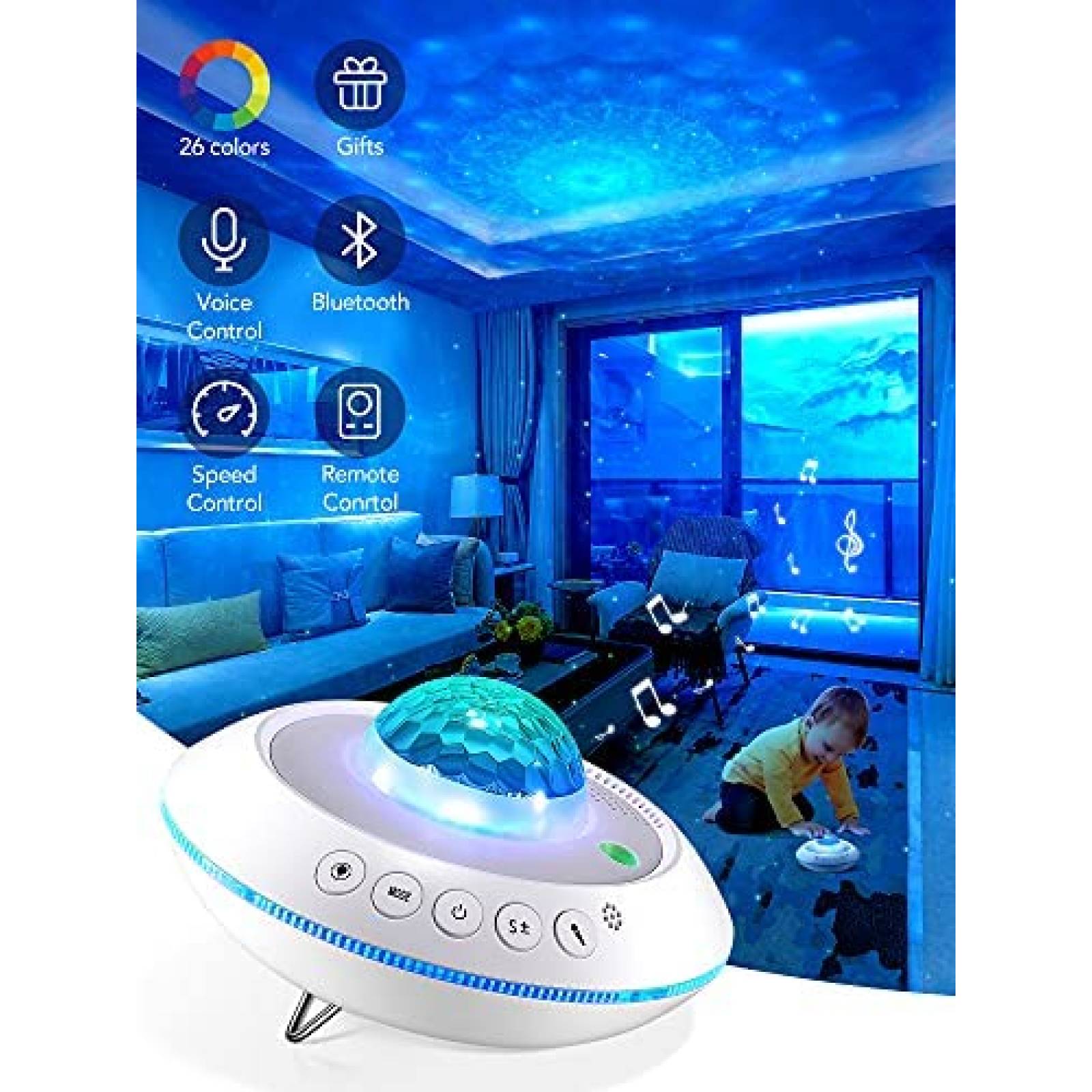Luz de noche One Fire Bluetooth Musica Temporizador Cuarto