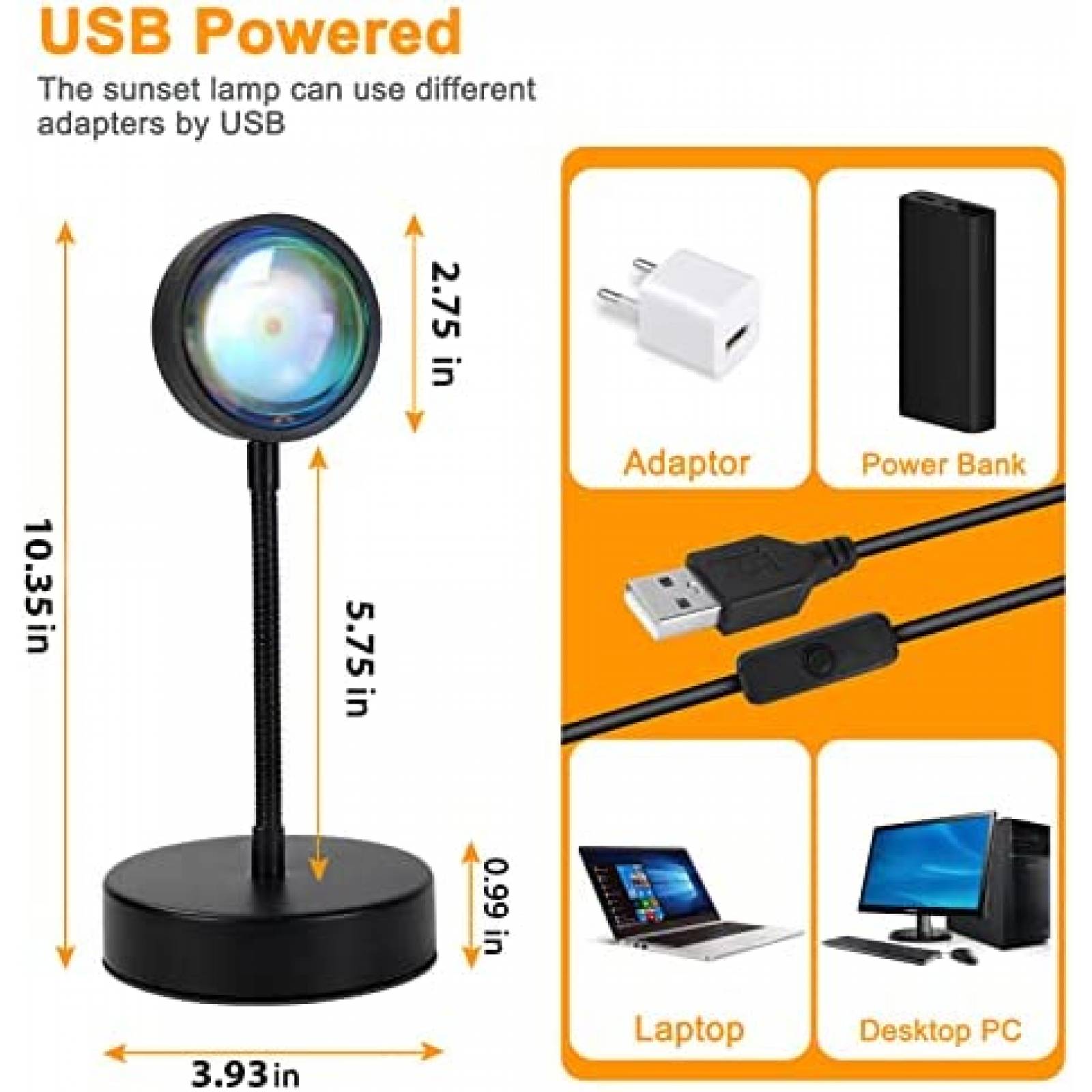 Lampara Proyector QUIGO de Atardecer 10W con Control -Negro