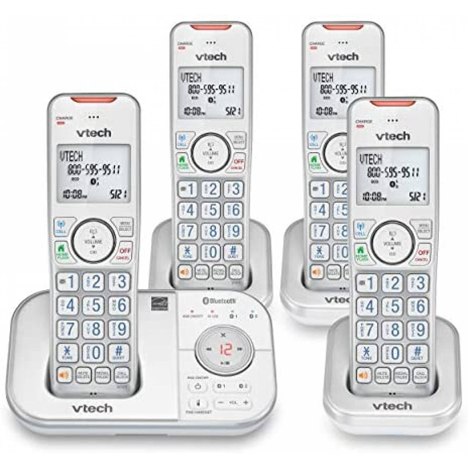 Telefonos VTech VS112-47 4 Pzs Bluetooth -Plateado