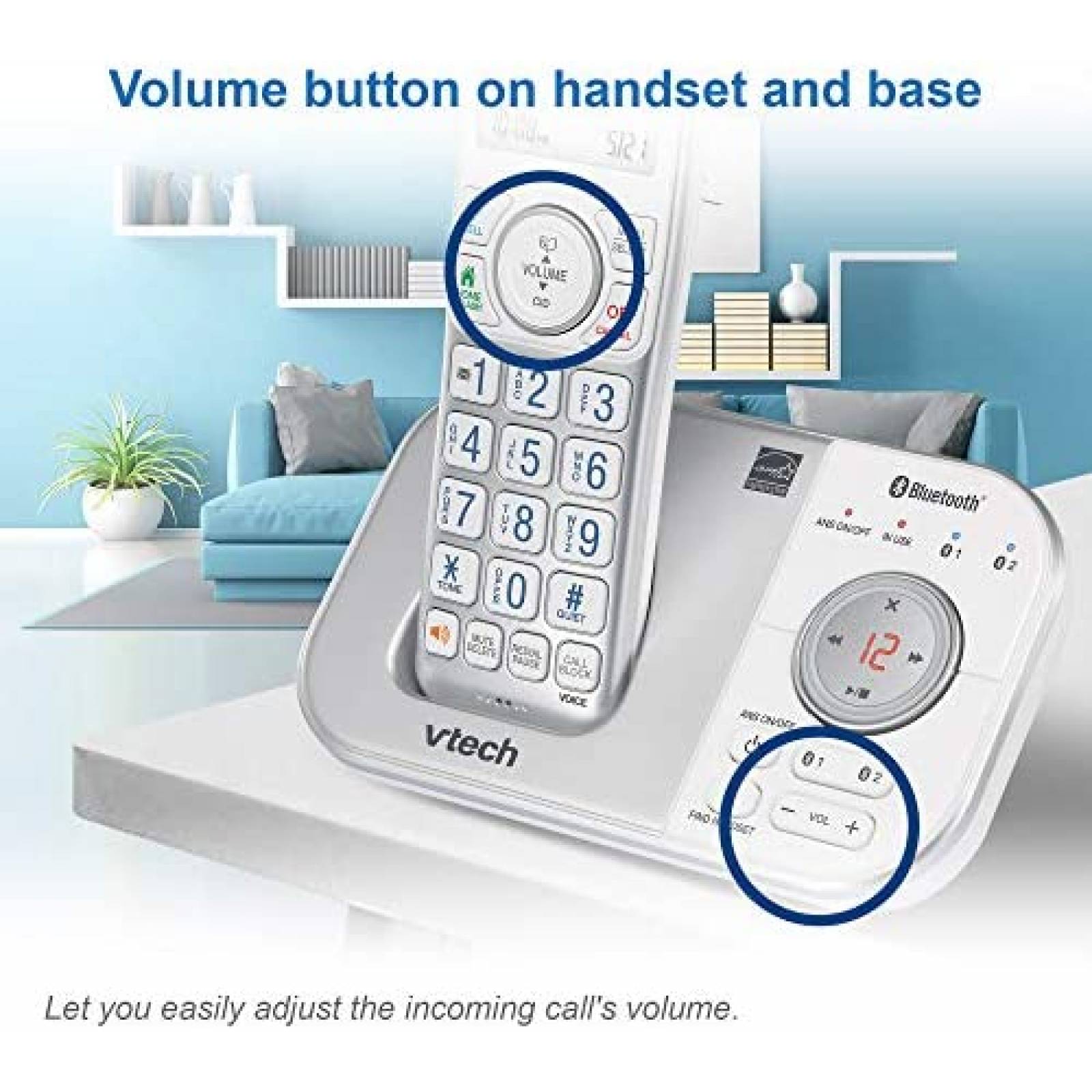 Telefonos VTech VS112-47 4 Pzs Bluetooth -Plateado