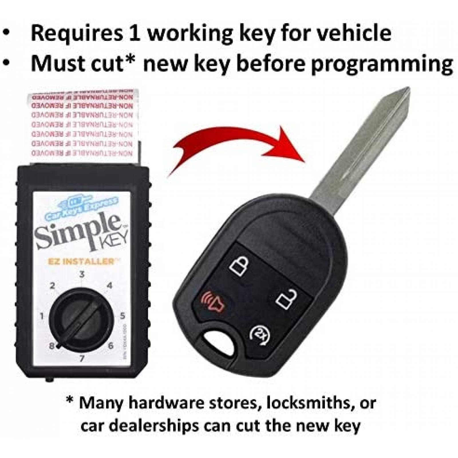 Control de Seguridad para Auto Car Keys Express c/Llave