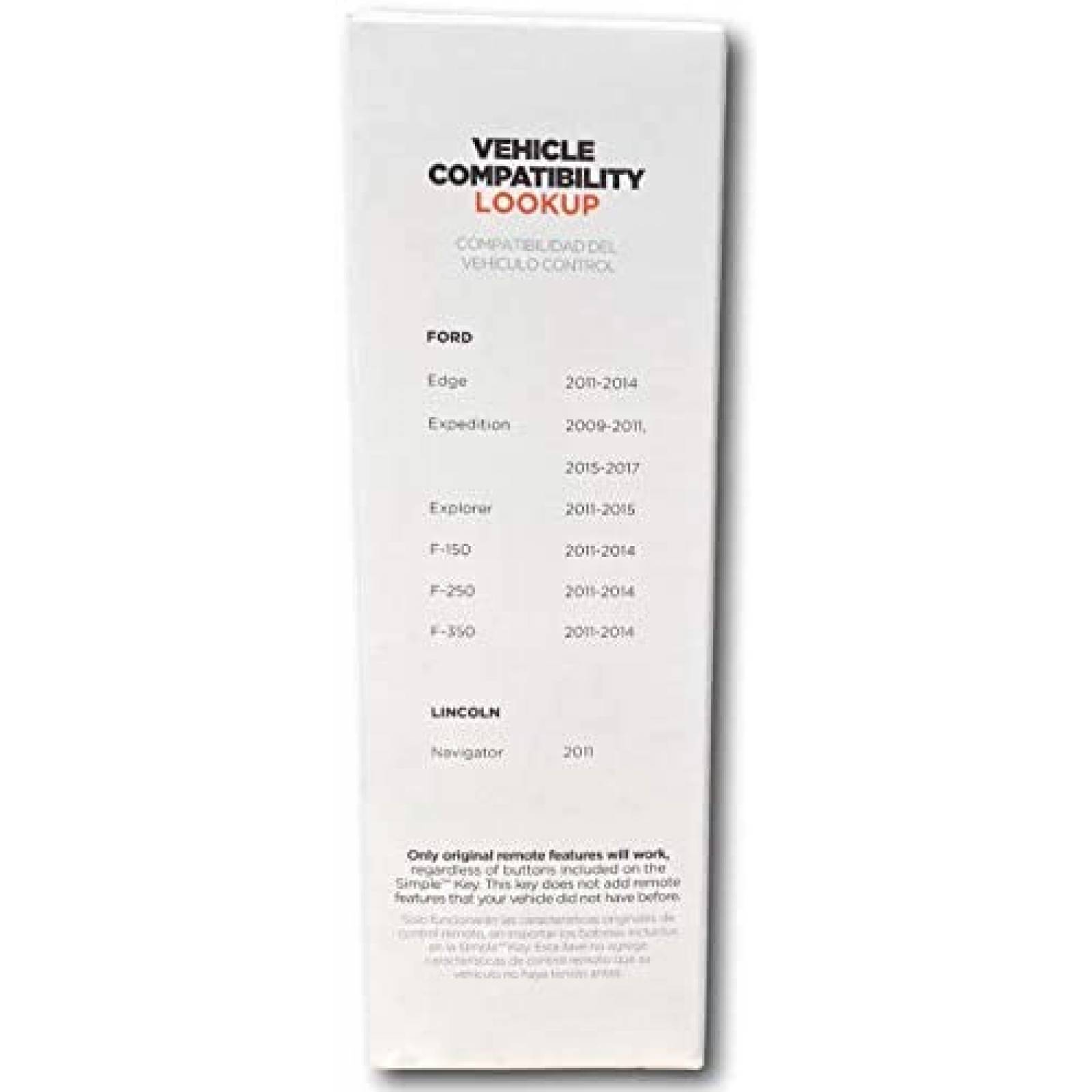 Control de Seguridad para Auto Car Keys Express c/Llave