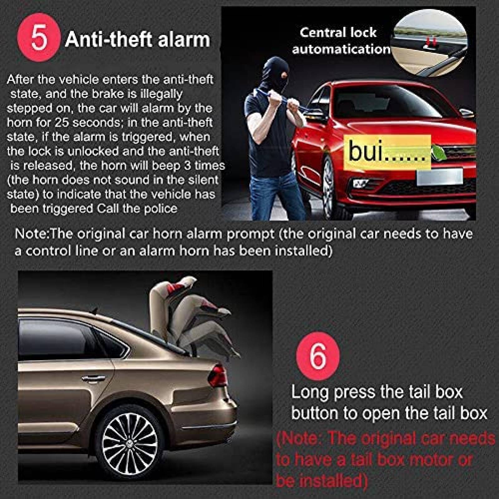 Alarma de coche SQUND PKE Sistema entrada pasiva sin llave