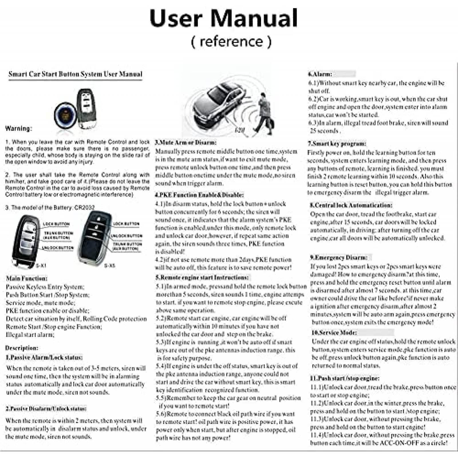 Alarma de coche SQUND PKE Sistema entrada pasiva sin llave