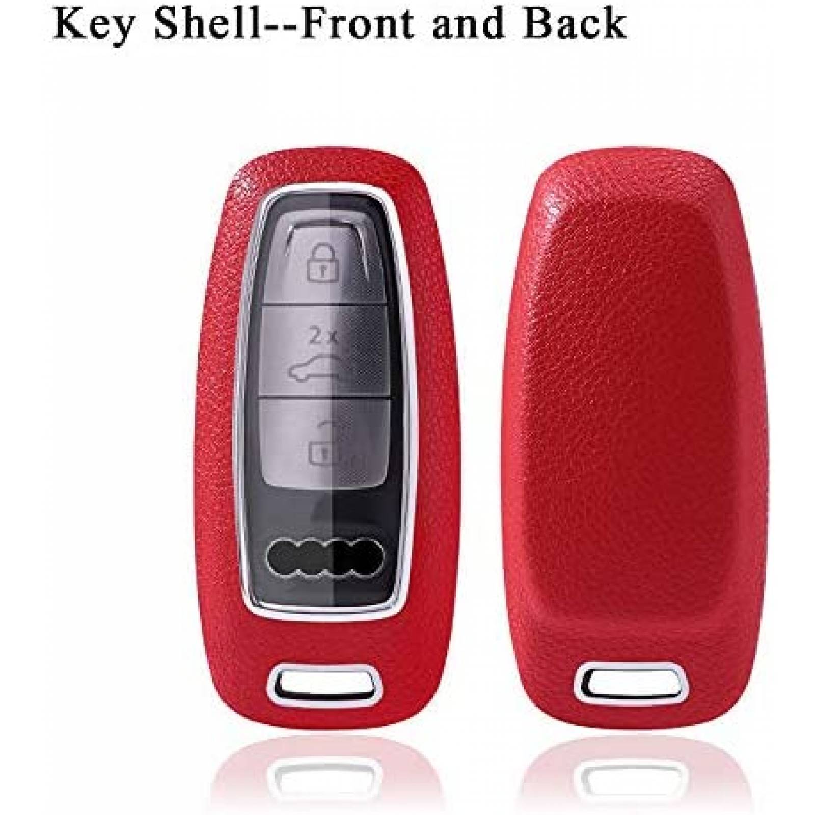 Funda llaves carro SANRILY Audi 3-Button Smart Cuero -Rojo
