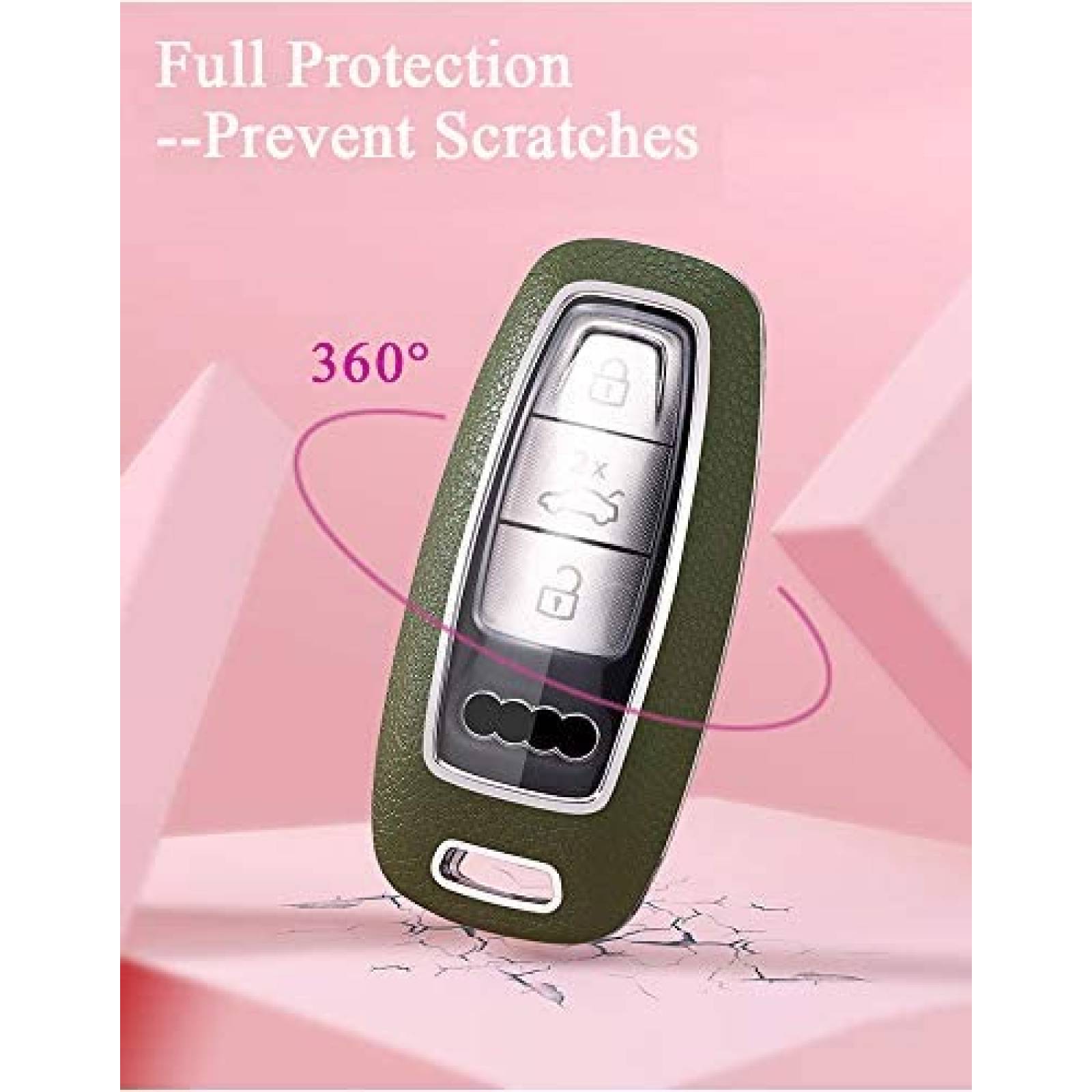 Funda llaves carro SANRILY Audi 3-Button Smart Cuero -Rojo