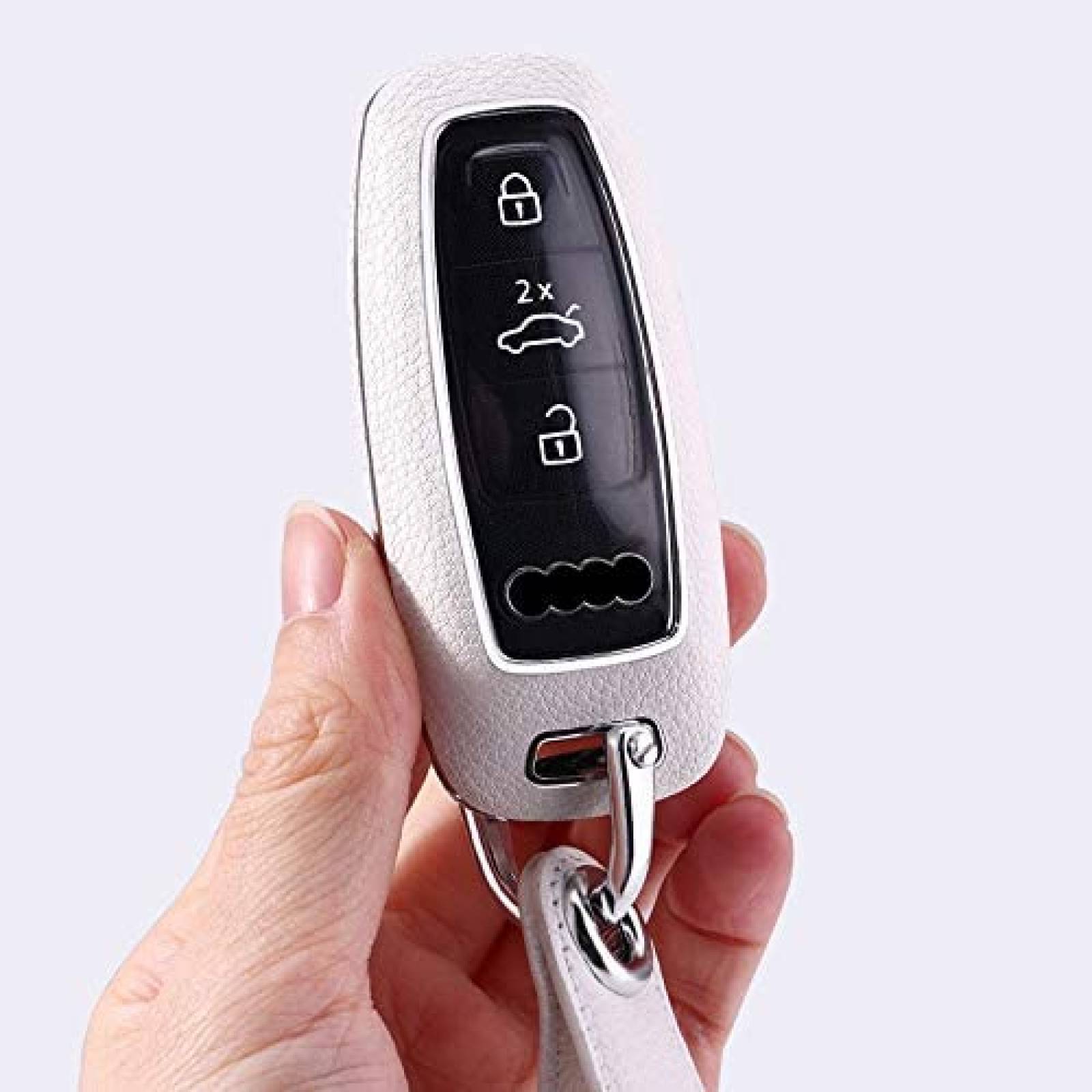 Funda llaves carro SANRILY Audi 3-Button Smart Cuero -Rojo