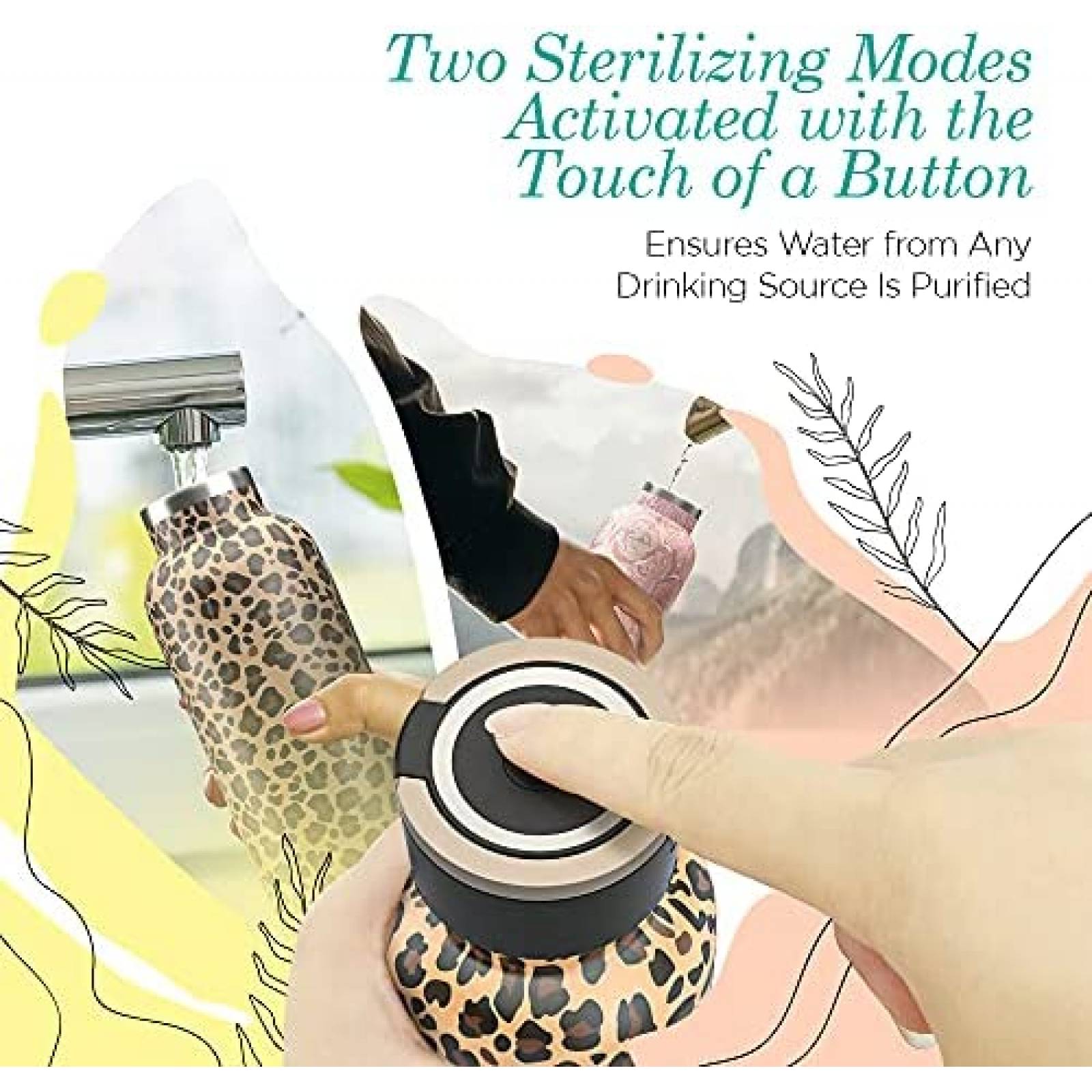 Termo Autolimpiante UVBRITE Recargable de 24 Onzas -Tropical