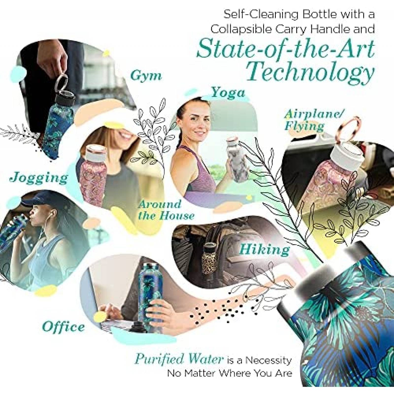 Termo Autolimpiante UVBRITE Recargable de 24 Onzas -Tropical