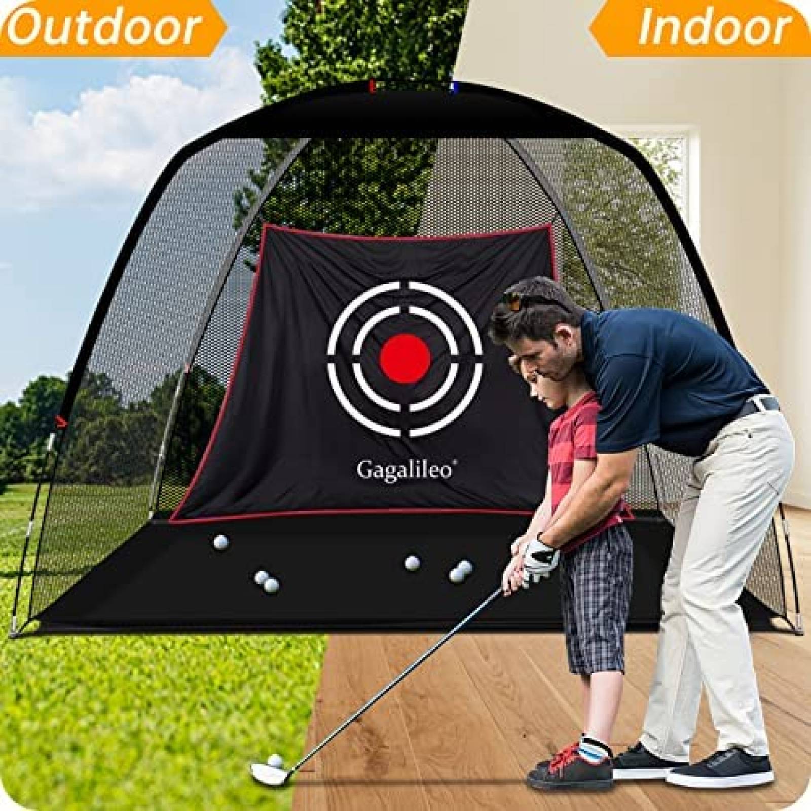 Red De Golf Practica Gagalileo Int y Ext De Poliester -Negro