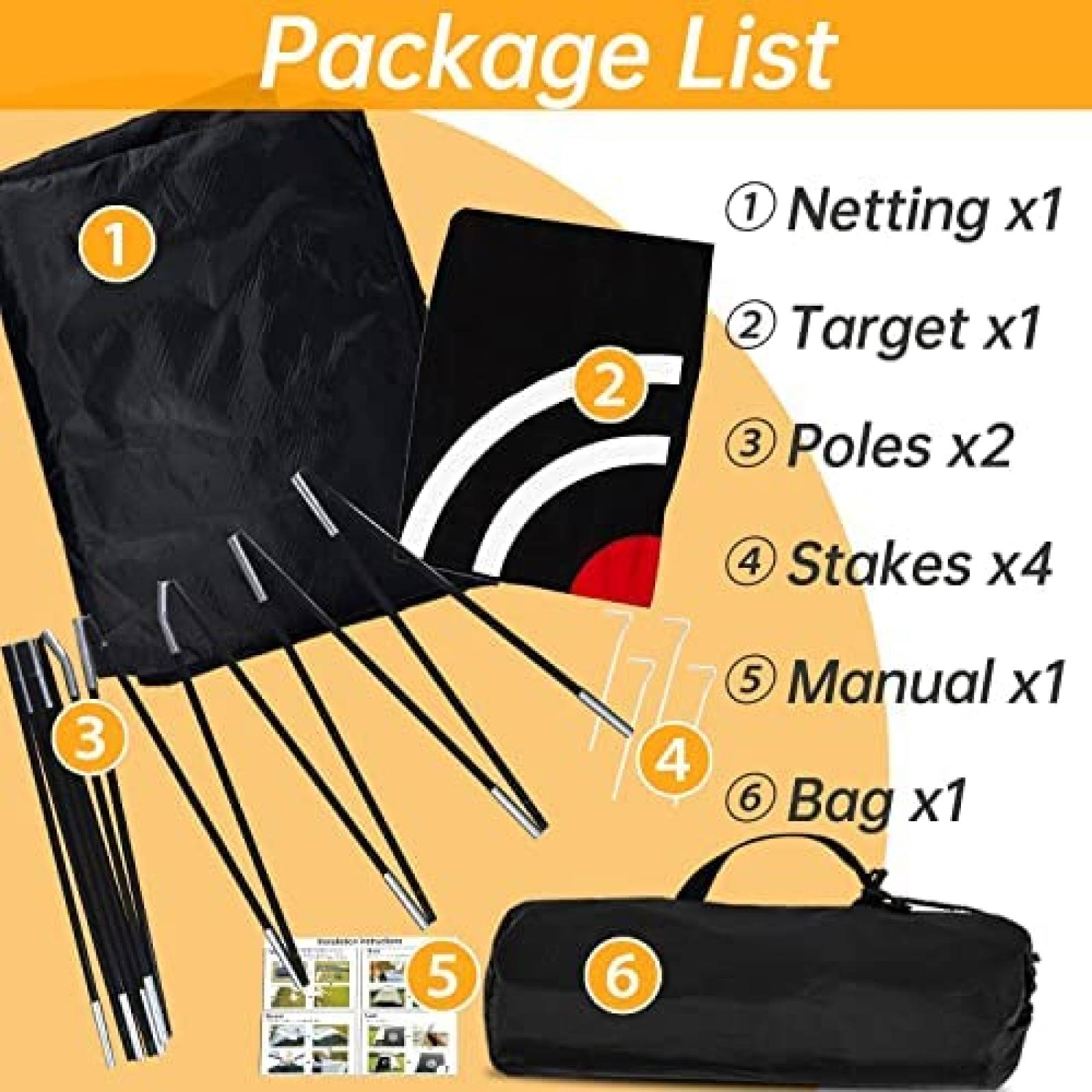 Red De Golf Practica Gagalileo Int y Ext De Poliester -Negro