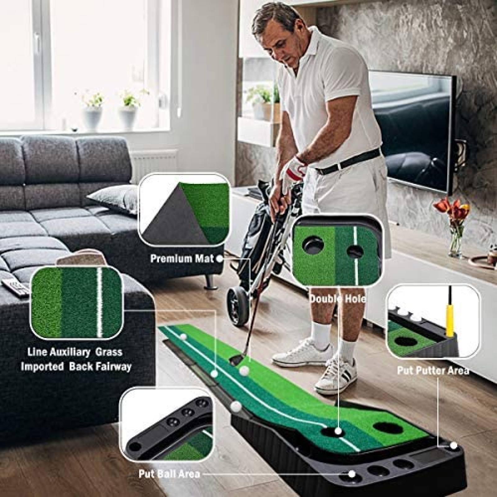 Juego De Mini Golf Aliennana Largo de 9.84 pies -Verde