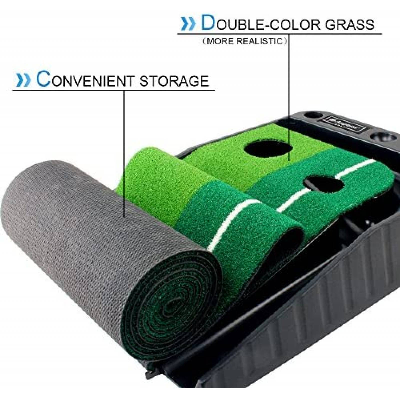 Juego De Mini Golf Asgens 9.8 Pies 3 Bolas 2 Agujeros -Verde