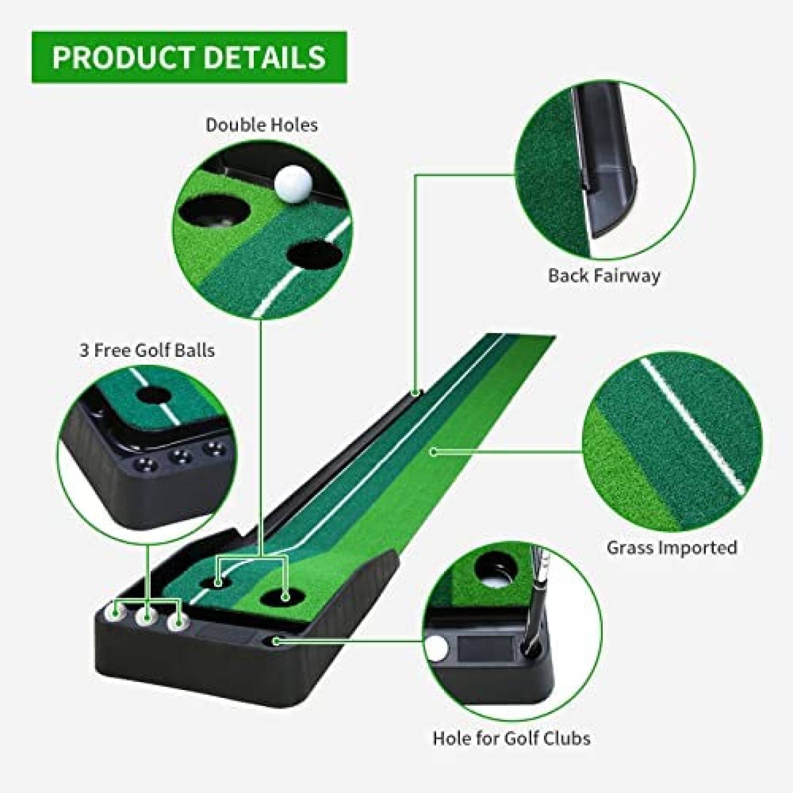 Juego De Mini Golf Nicheo Retorno Automatico -Verde