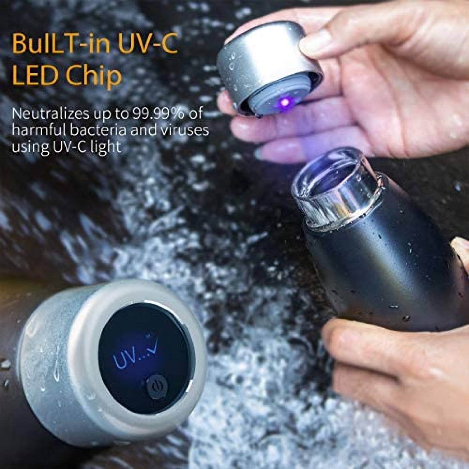 Termo Autolimpiante LAVONE de 18 Onzas Acero -Negro